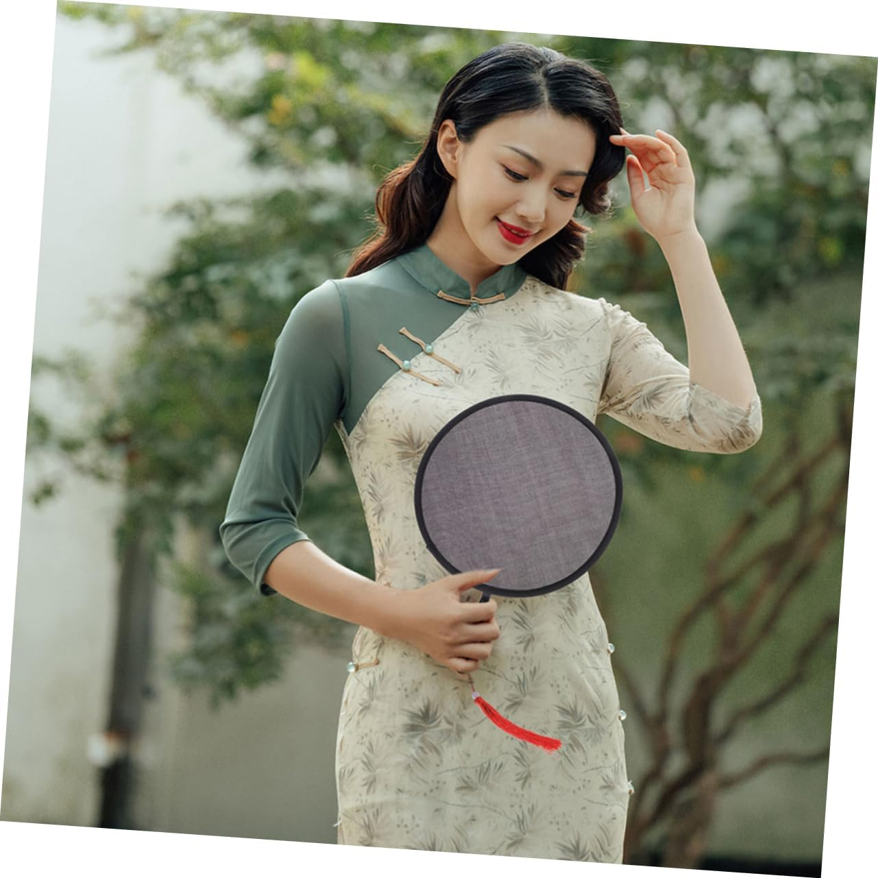 CORHAD Pack round Folding Hand Fans for Summer Instant Cool Portable Disc Fans Lightweight Compact for Weddings Festivals Decor image number 2