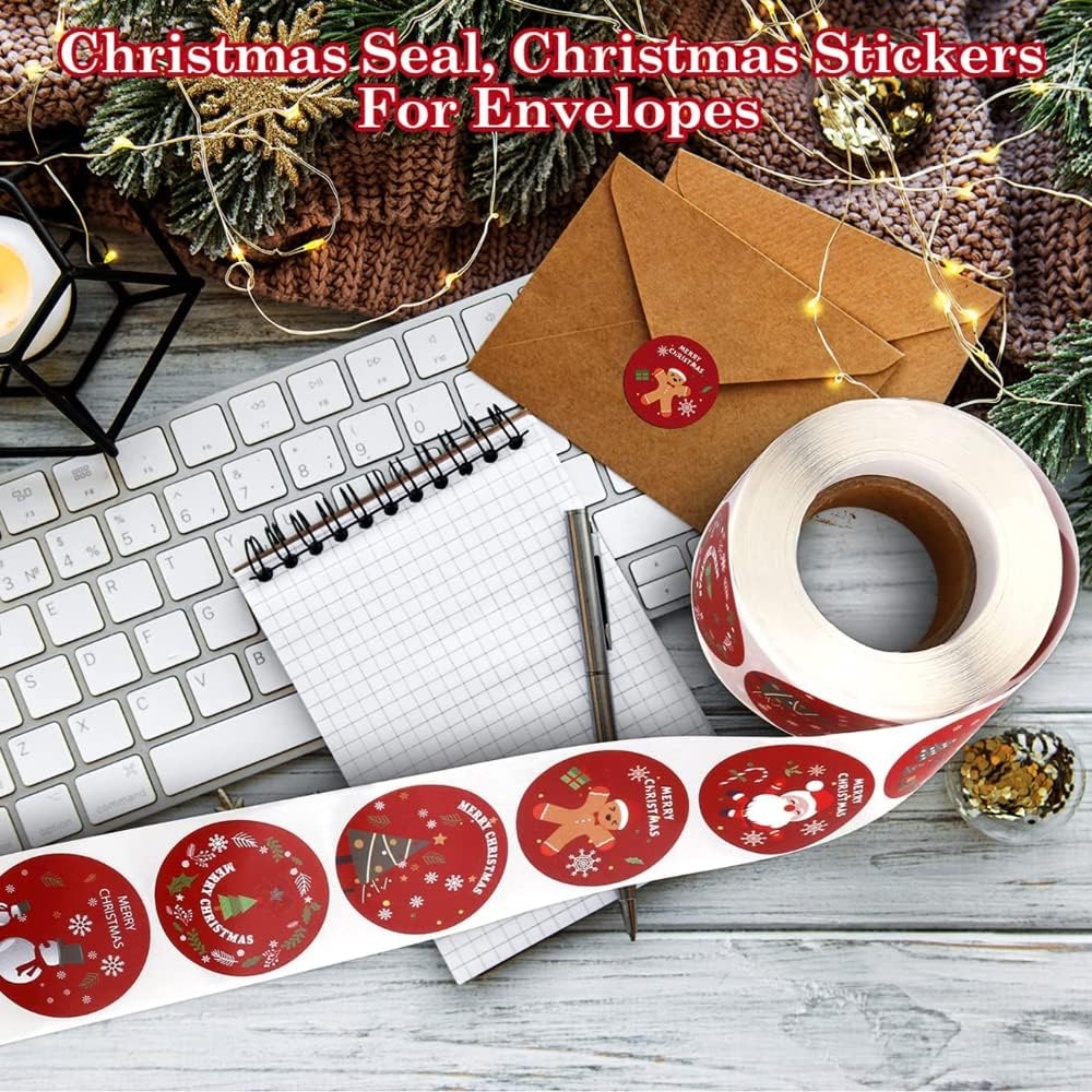 MIYKA 500 Pcs Holiday Stickers Xmas Label Tags for Present Wrapping, Envelopes, Cards, Gift Packing (Style B) image number 3