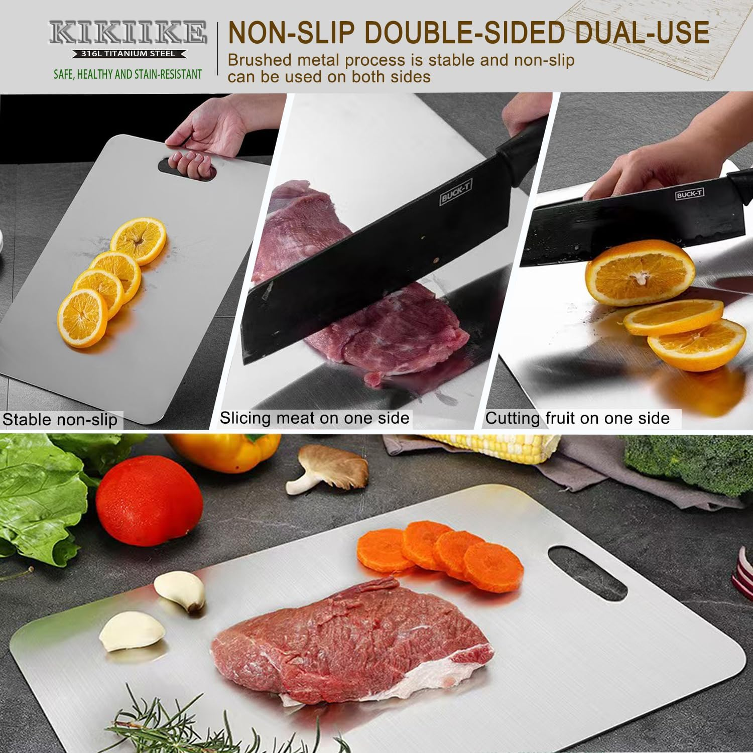 Titanium Cutting Board 2025 New Upgrade 100% Pure Titanium Cutting Boards for Kitchen - Double-Sided Food-Grade Chopping Board Non-Stick Durable and Easy to Clean (18 X 12 In) image number 1