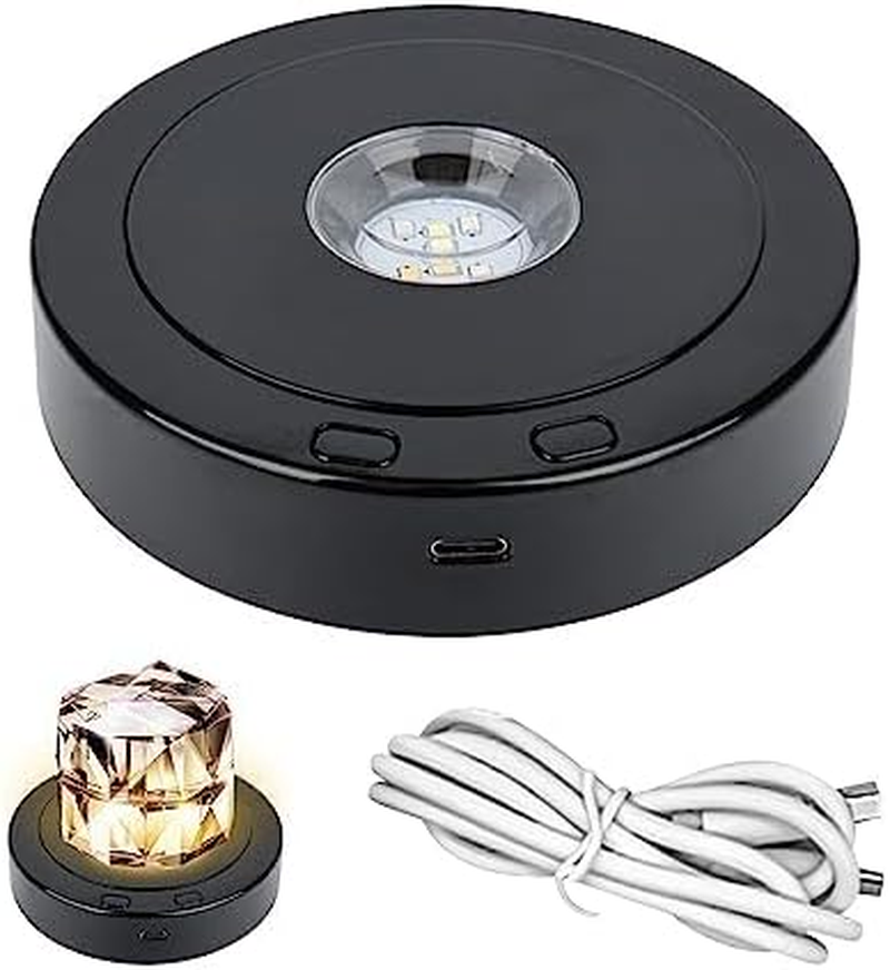 Dcvbny Rotatable round LED Light Base, 4 Revolving & 8 Light Modes, Black Led Display Stand, Multi-Color Rotating Base for Crystal Statues Glass Ball Glass Art image number 6