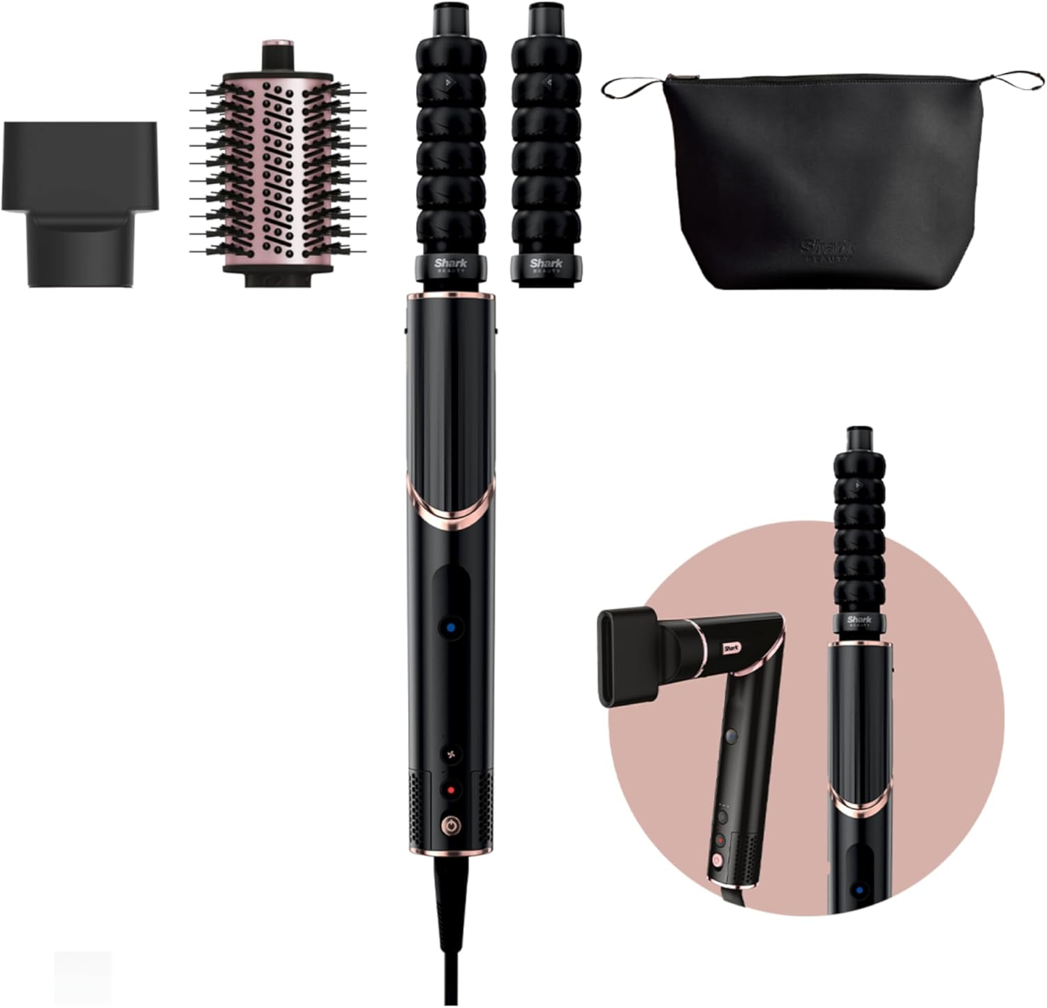 Shark Flexstyle 2-In-1 Professional Hair Dryer & Styling System, 4 Attachments, 4 Heat and 3 Airflow Settings, Heat Damage Protection, Lightweight 700G, HD421ANZ, Black image number 1