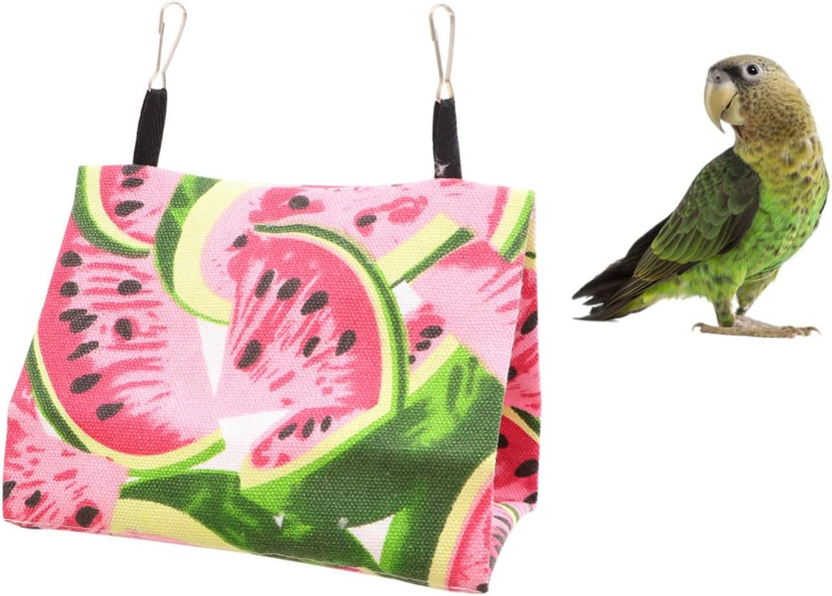 COHEALI Watermelon Pattern Canvas Parrot Nest Hammock L 30X19X21Cm Indoor Bird House Sleeping Pad for Parrots image number 4