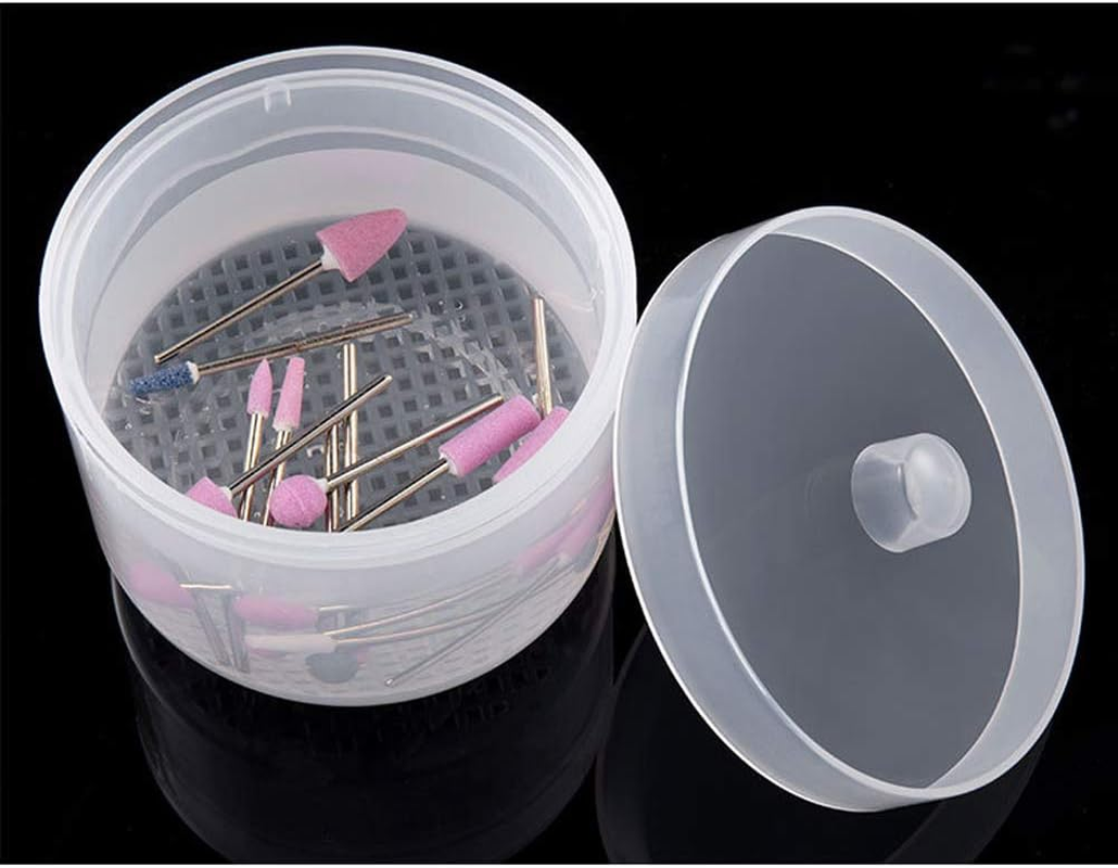 1 Piece Nail Art Tool Cleaning Cup Nail Art Tool Sterilizer Cup Nail Tools Cleaning Tray Box Container Net Basket Case Manicure Tools Jar Soak Box for Nail Art Accessories, Transparent image number 1
