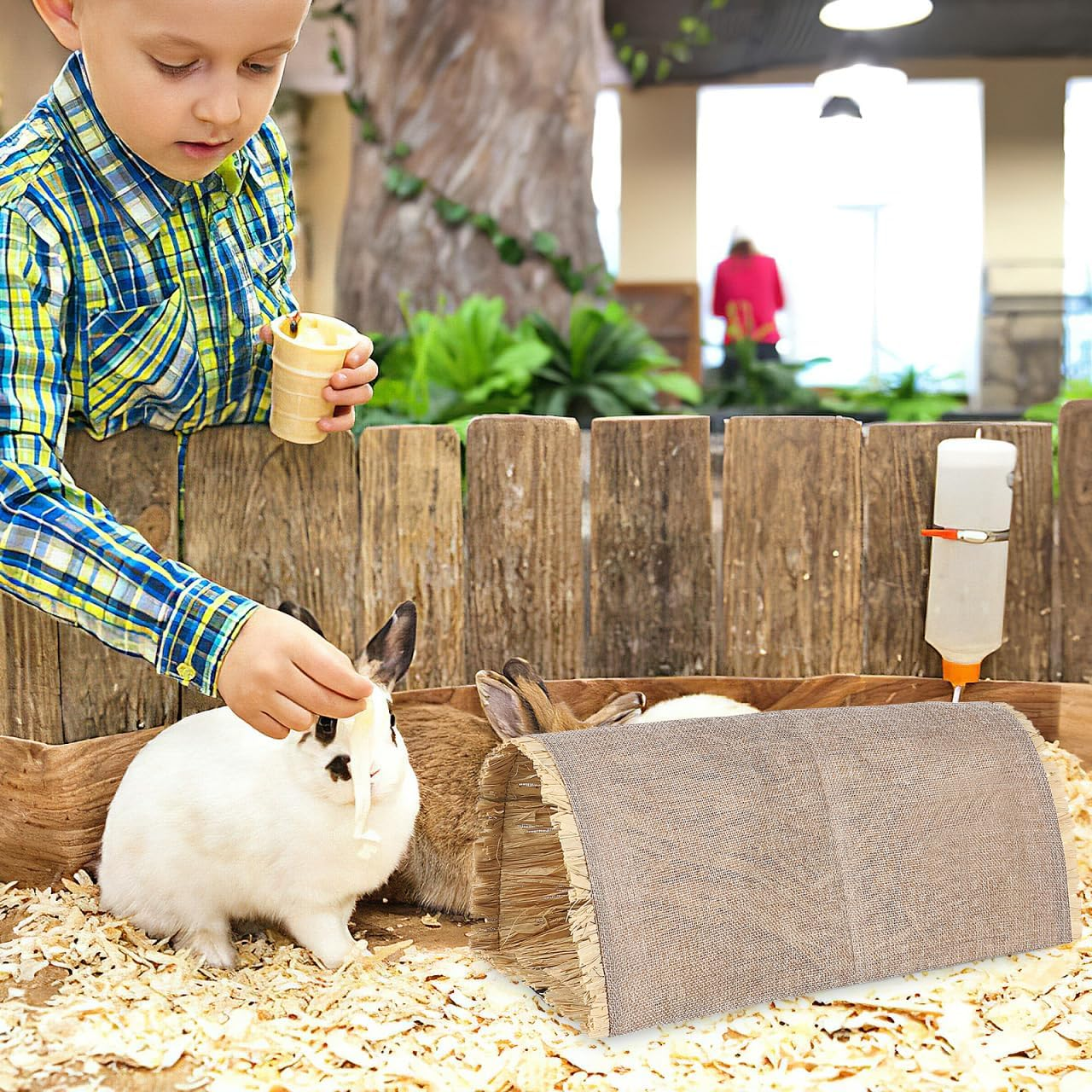 Durable Rabbit Grass Nest Pet Sleeping Lounge Bed, Spacious Tunnel for Small Pets, Light Brown, 15 X 7.5 X 6.3 Inches