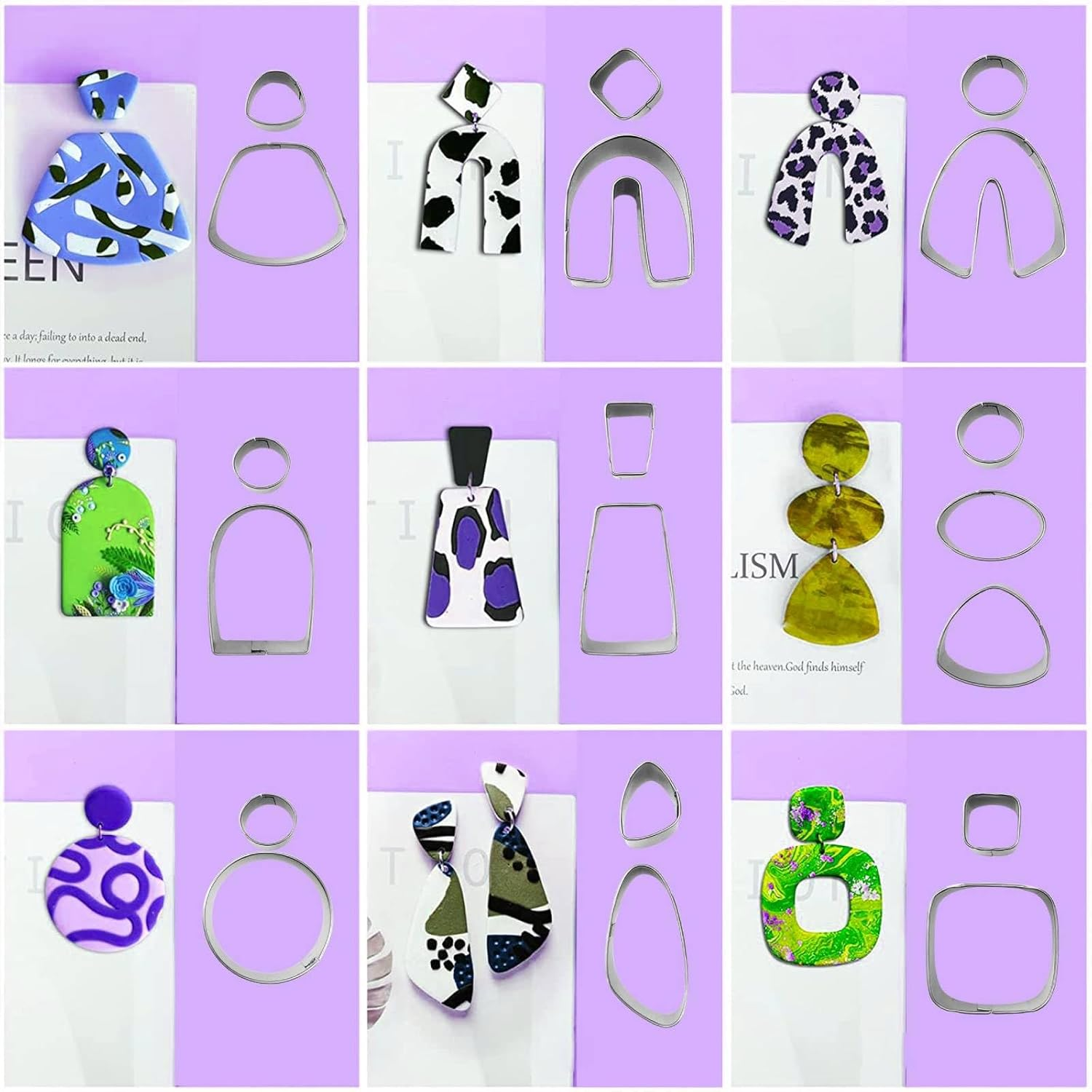 18X Polymer Clay Metal Mini Shapes Cutter Geometric Patterns for DIY Cookie Earring Biscuit Jewelry