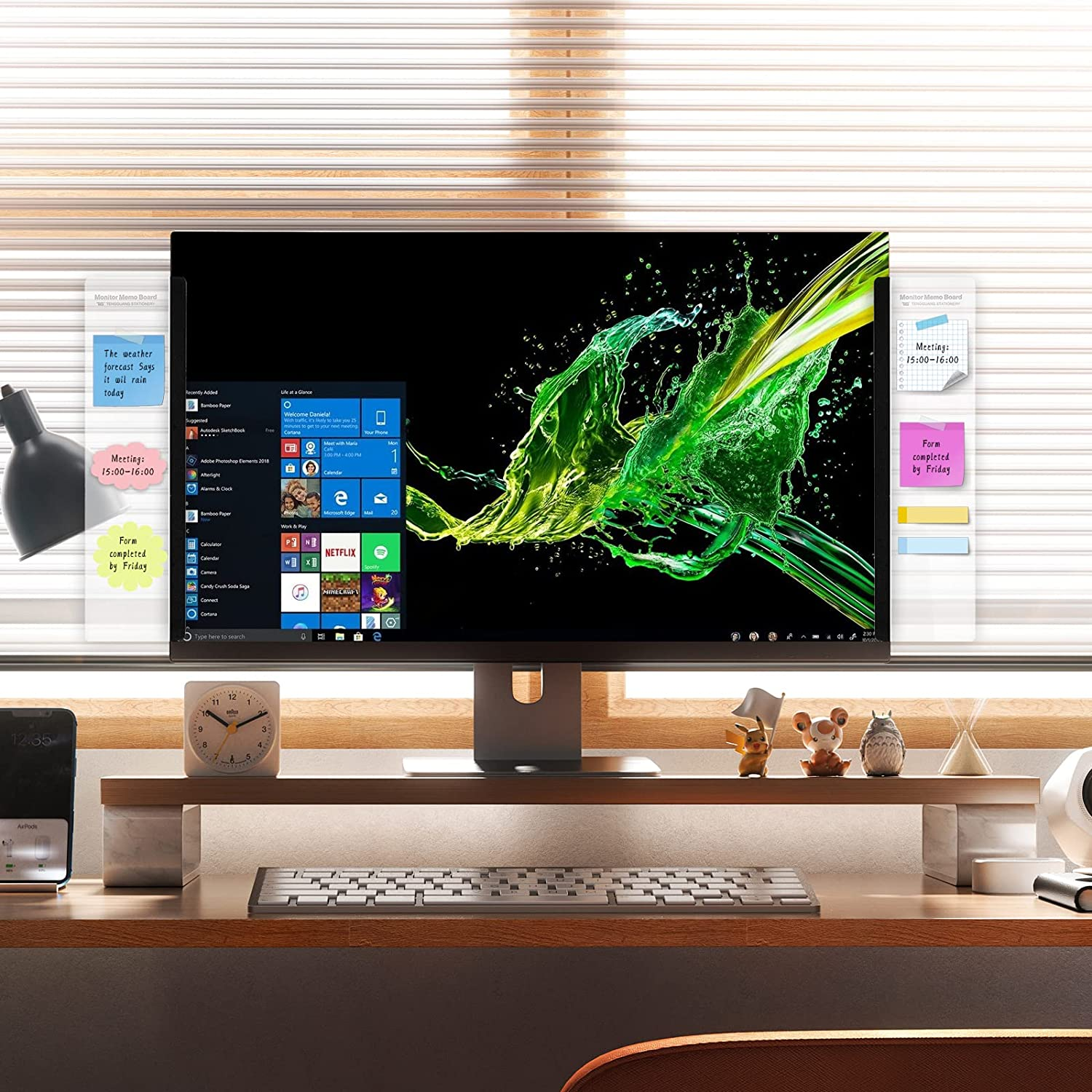 Office Desk Accessories 2Pcs Multifunction Computer Monitor Memo Board - Transparent Computer Side Panel Memo Creative Monitor Side Panel Suitable for Office Home Desktop