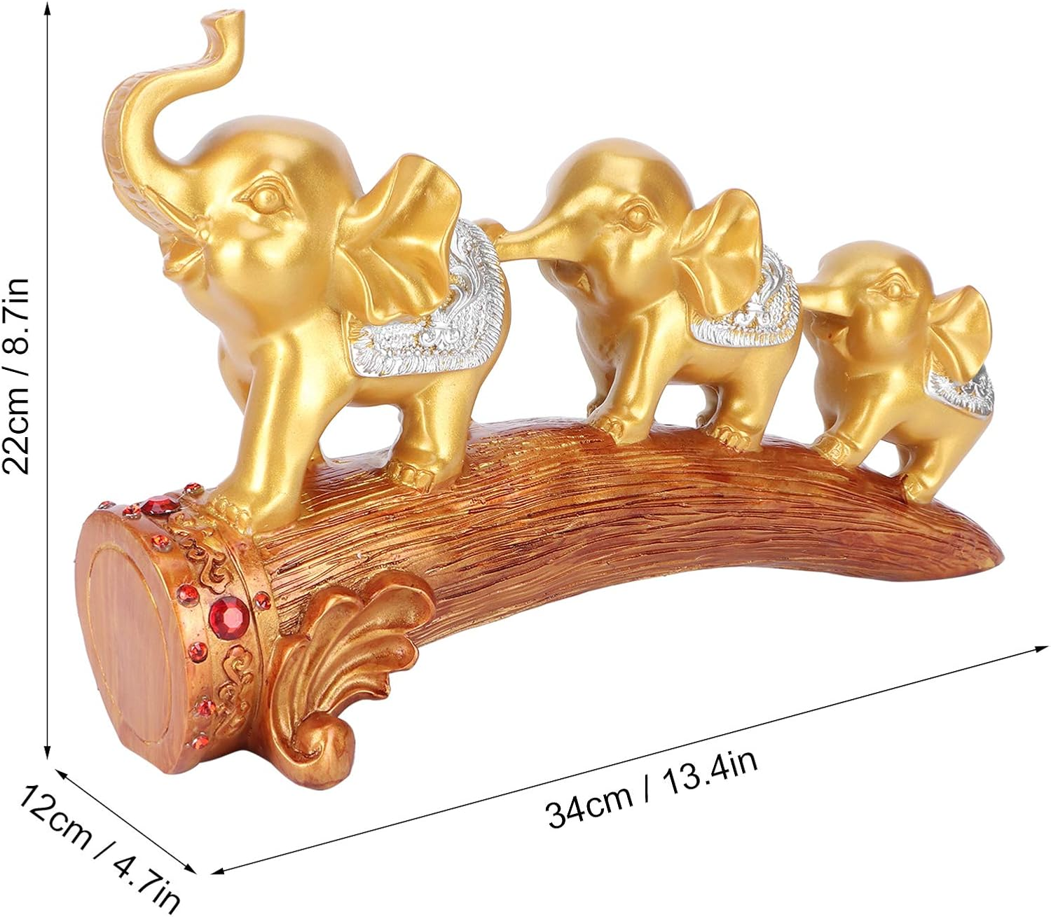Elephant Ornament, Auspicious Three Elephant Statue Home Decor, Bringing Good Luck and Health Feng Shui Elephant Figurines for Living Room Wine Cabinet TV Cabinet Decoration image number 1