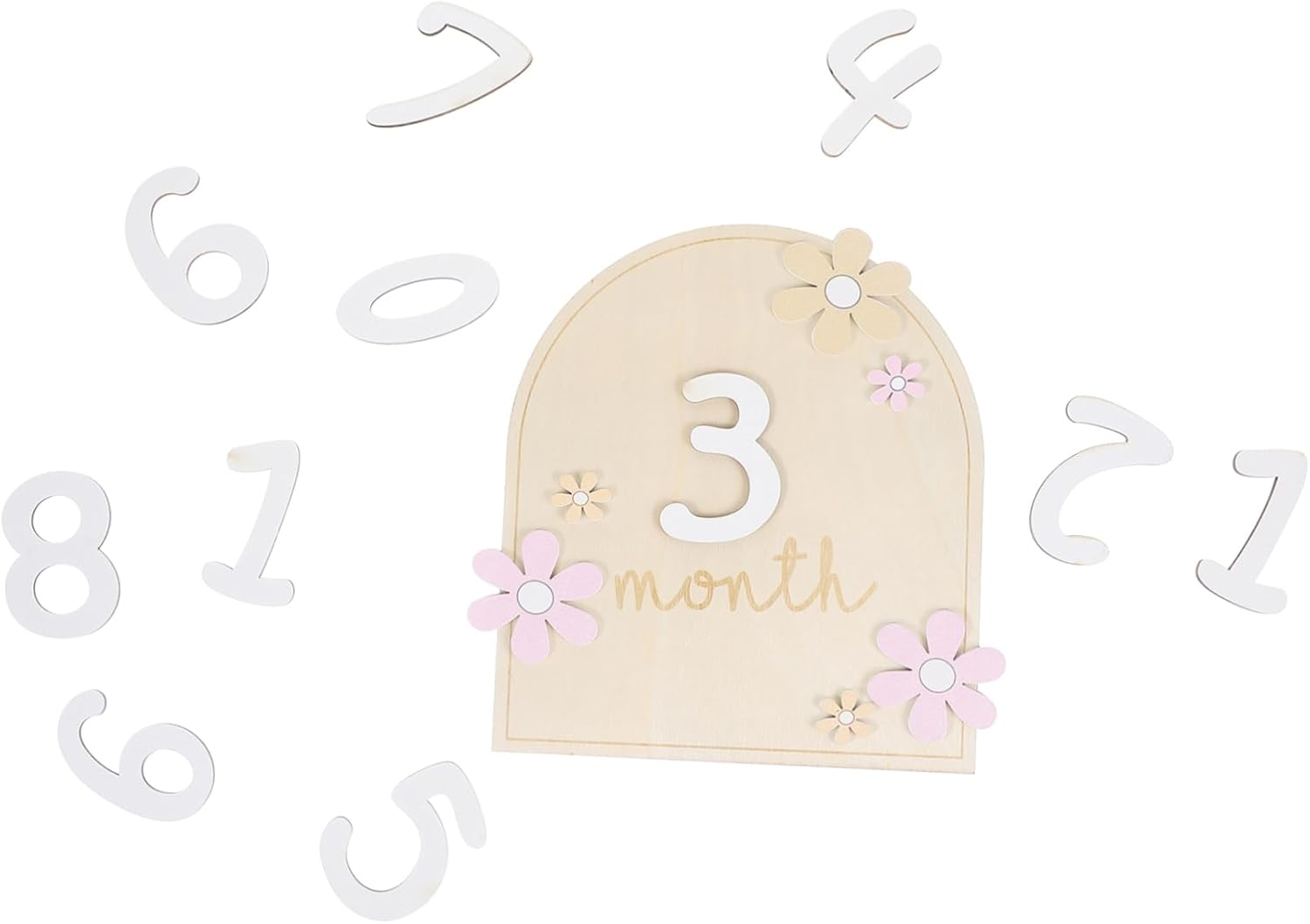 Wooden Monthly Milestone Sign Double Sided Photo Prop Card for Newborn Growth Tracking and Nursery Decoration Smooth Surface Safe Marker for First Year Memory Capture image number 2