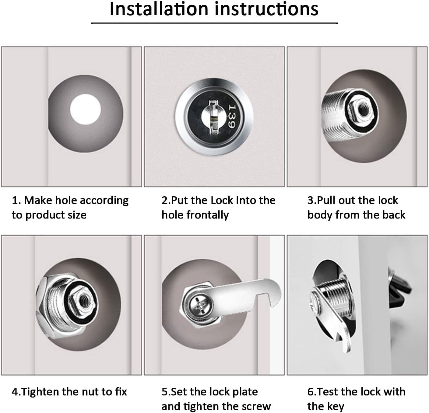 Emsea 2Pcs Cabinet Cam Lock with Keys Cylinder Cam Locks Secure Mailbox File Drawer Dresser Compartment Lock Tool Box Replacement Hardware Zinc Alloy