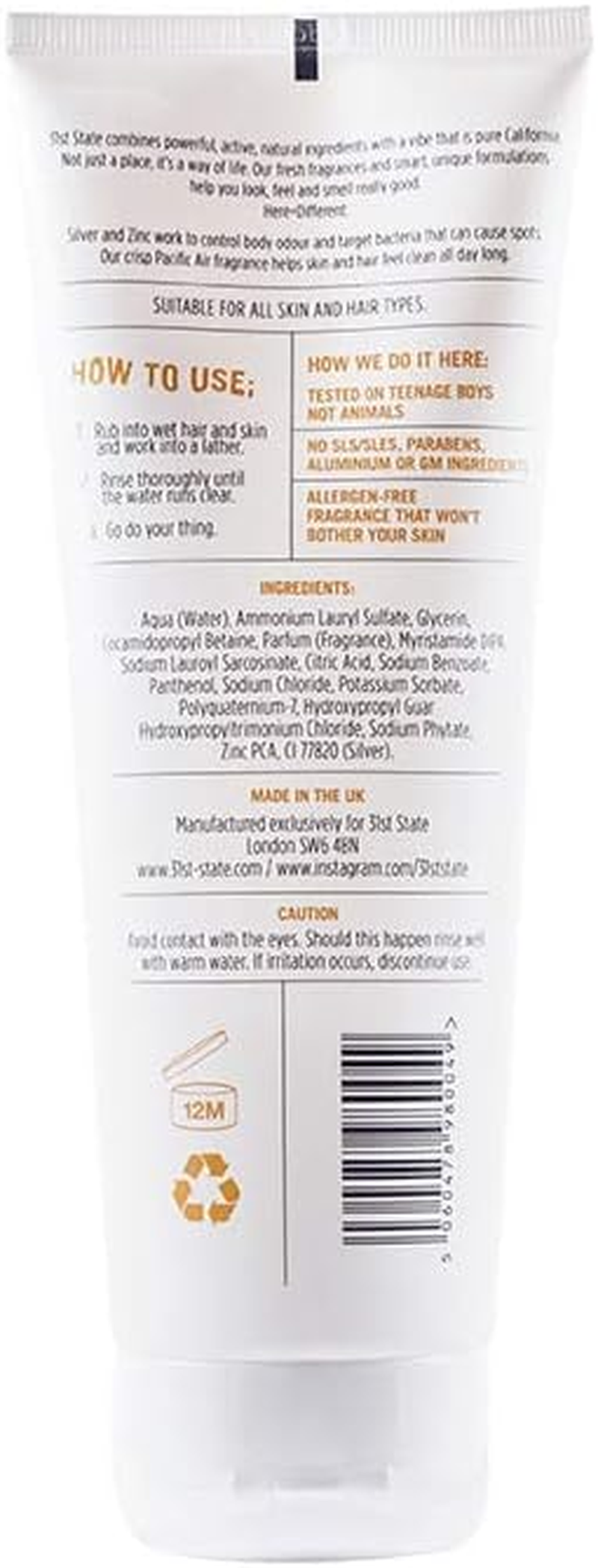 31St State 2-In-1 Hair and Body Wash, Antibacterial Properties but Gentle to the Skin image number 3