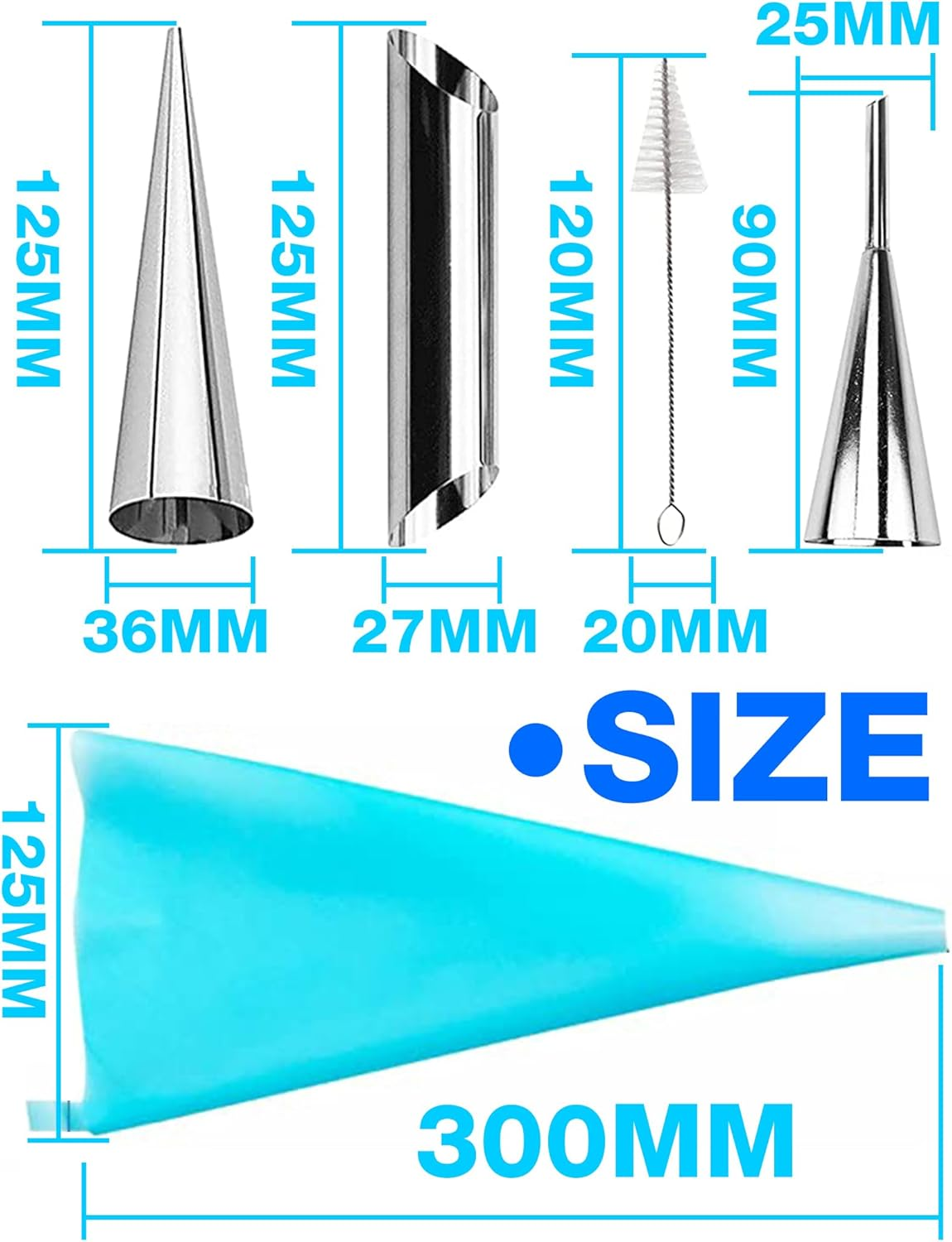 23PCS Cannoli Tubes Set, Spiral Tube Baking Tool, Stainless Steel Cream Horn Molds, Rotary Croissant Pastry Mold Non-Stick Danish Pastry Molds for Cream Roll Baking Cookie Dough (23) image number 2