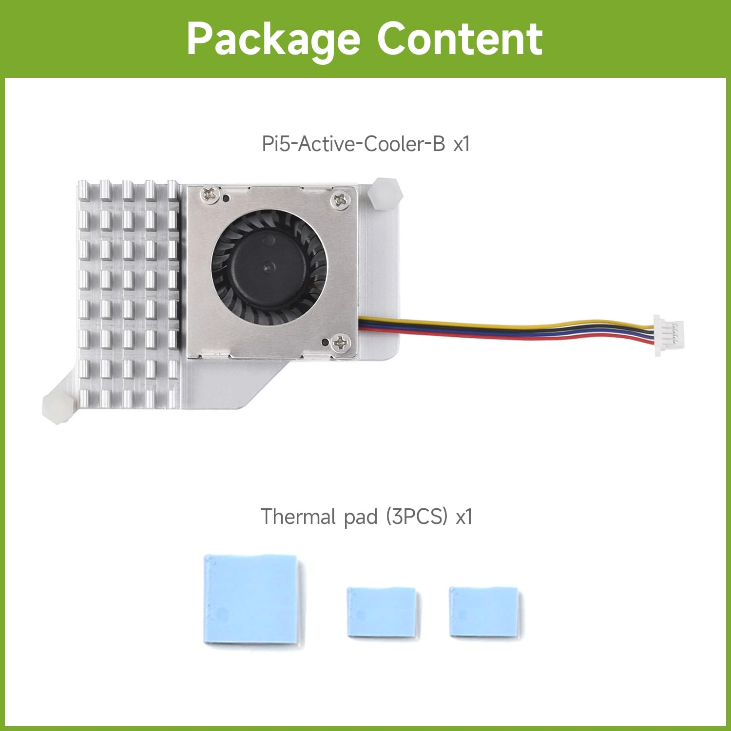 Waveshare Active Cooler (B) for Raspberry Pi 5, Active Cooling Fan, Aluminium Heatsink, with Thermal Pads image number 3