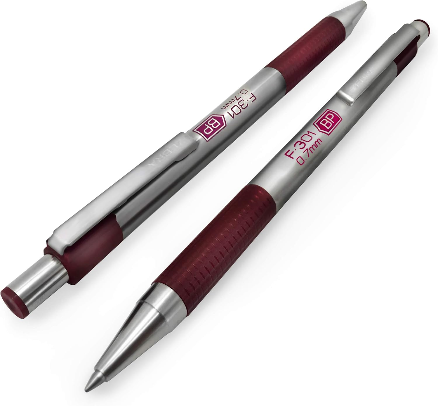 Zebra F-301 - Stainless Steel Retractable Ballpoint Pen - 0.7Mm Medium - BLUE Ink - Maroon Barrel - Pack of 6 image number 2