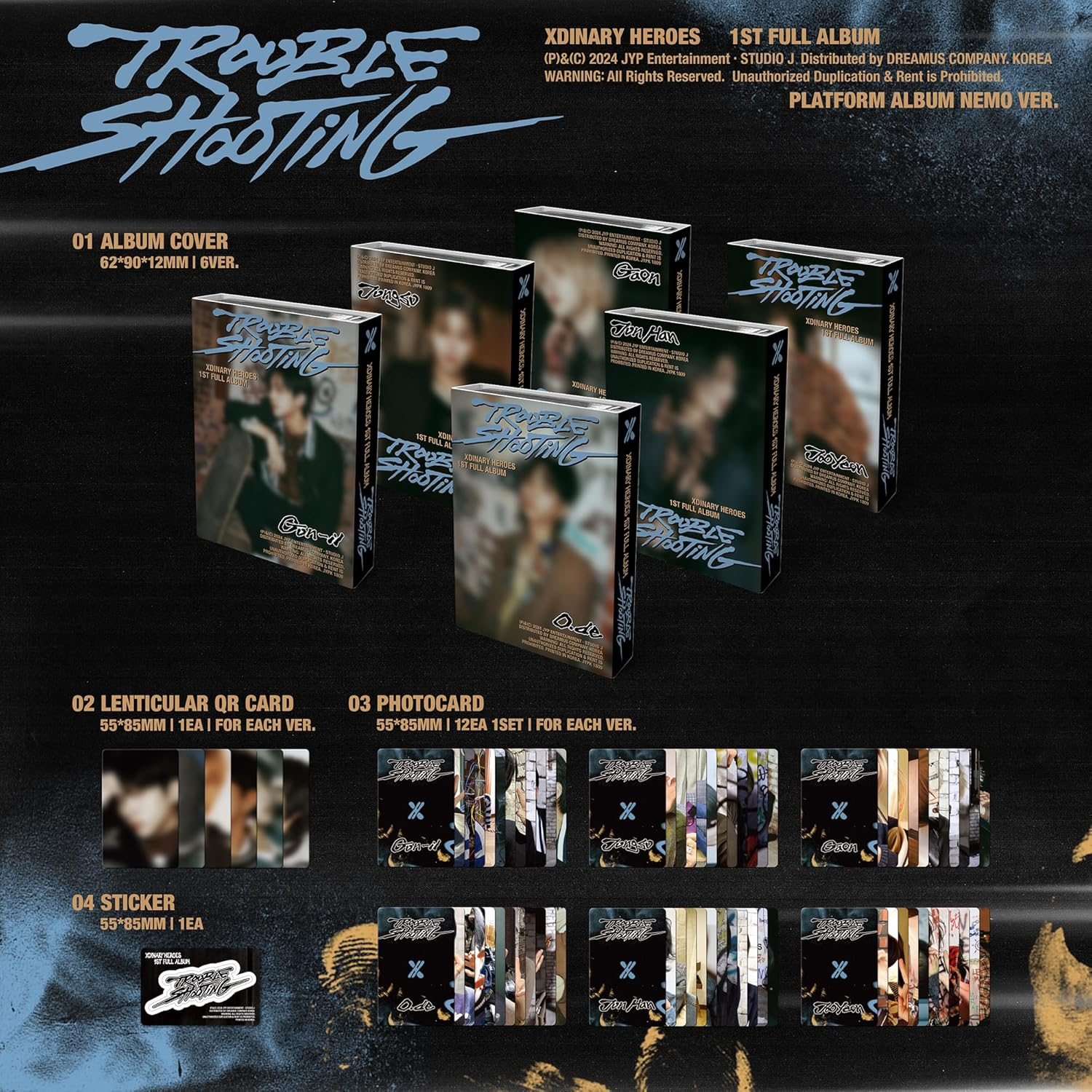 Xdinary Heroes TROUBLESHOOTING 1St Full Album NEMO Random Version Case+1P Lenticular QR Card+12P Photocard+1Ea Sitcker+Tracking Sealed XH image number 6