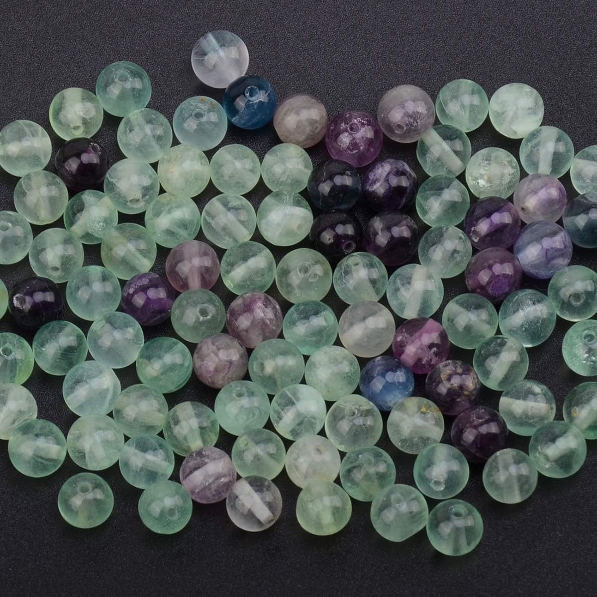8Mm Genuine Natural round Gemstone Loose Beads for Jewelry Making with Elastic Stretch Cord Fluorite