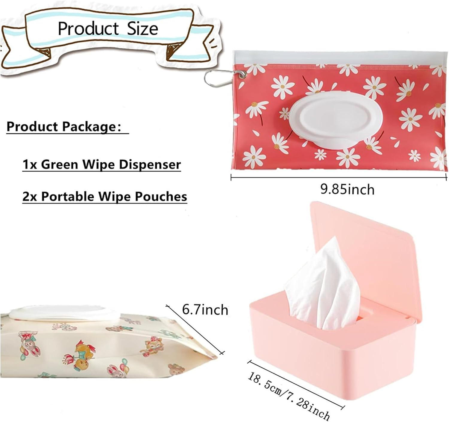 Wet Wipes Dispenser | Baby Wipe Holder | Reusable Tissue Storage Box for Car Counter Living Room Restaurant Home Nursery Bedroom Bathroom Toilet image number 6