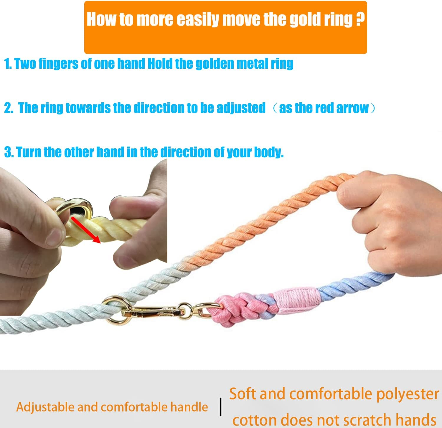 Tesitehi Multifunctional Rope Dog Leash 7.5 FT with Adjustable Double Swivel Hook Hands Free for Small Medium and Large Dogs Running Hiking Camping Walking (Sky Blue) (DL)