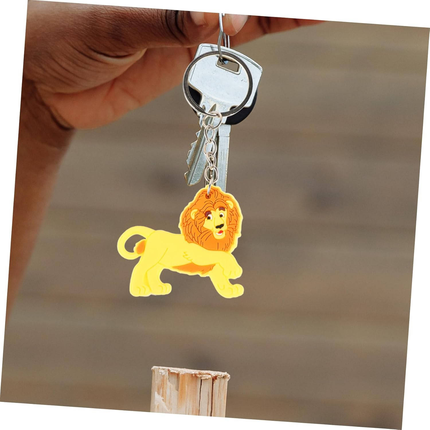 BRIGHTFUFU 12Pcs Lion Keychain Animals Key Chains Bag Furry Lion Toy Filler Stuffed Animal Lion Theme Keychains Doll Accessories Lion Charm Keychain Tail Deer Fidget Golden Zinc Alloy image number 5