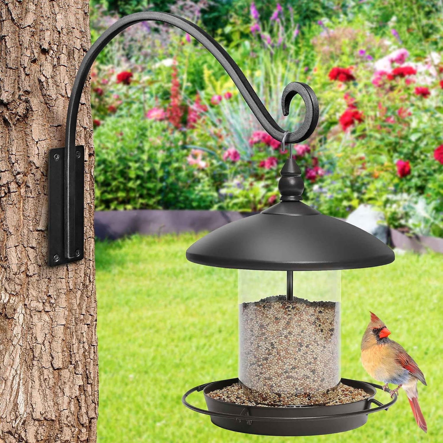 Heavy Duty Plant Hanger Bracket - Outdoor Hand-Forged Hanging Plant Bracket Durable and Stable Bird Feeder Hanger (16" - 2Pcs) image number 6