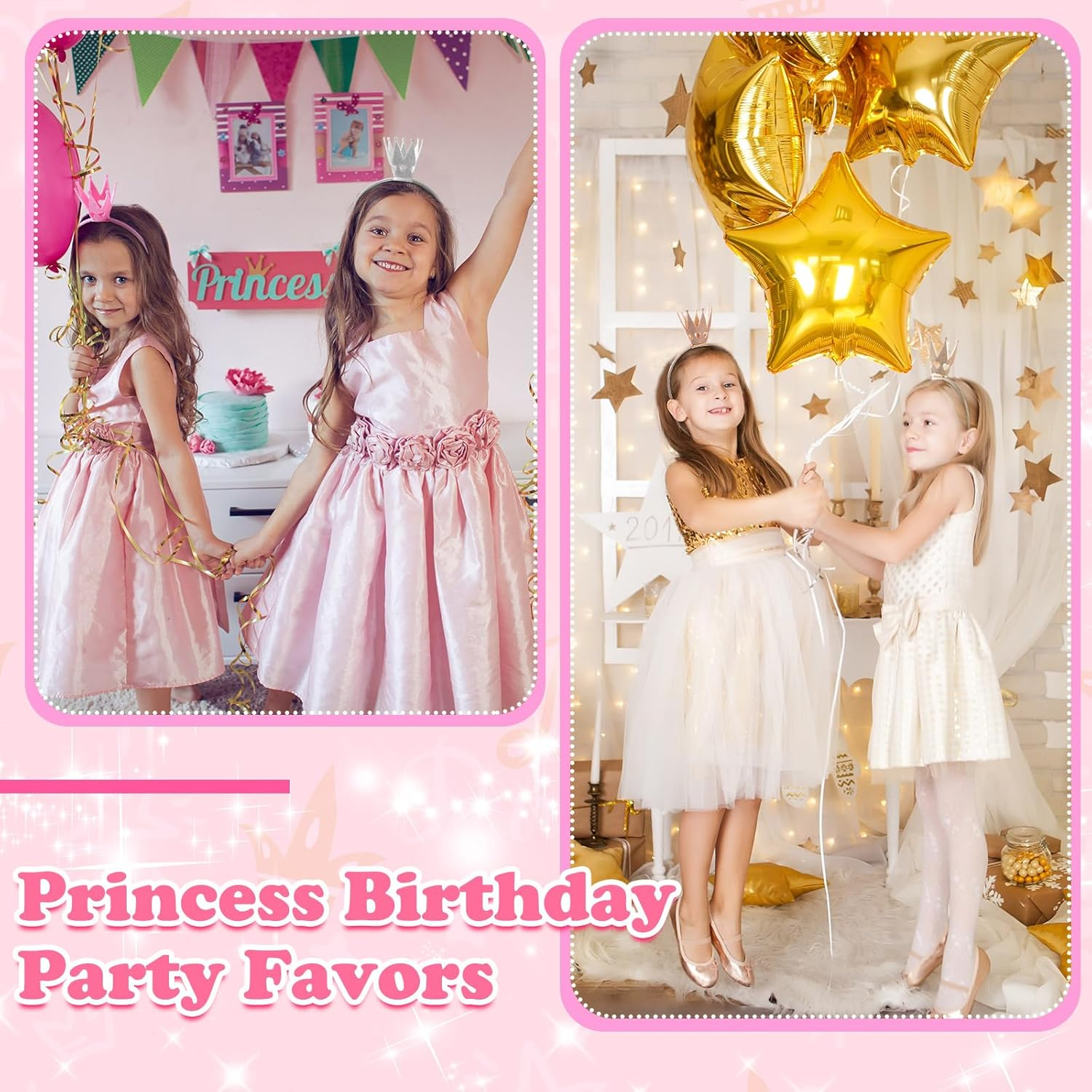 Juexica 12 Packs Princess Crown Headband Glitter Headbands Princess Favors Tiaras Princess Decorations for Girls image number 6