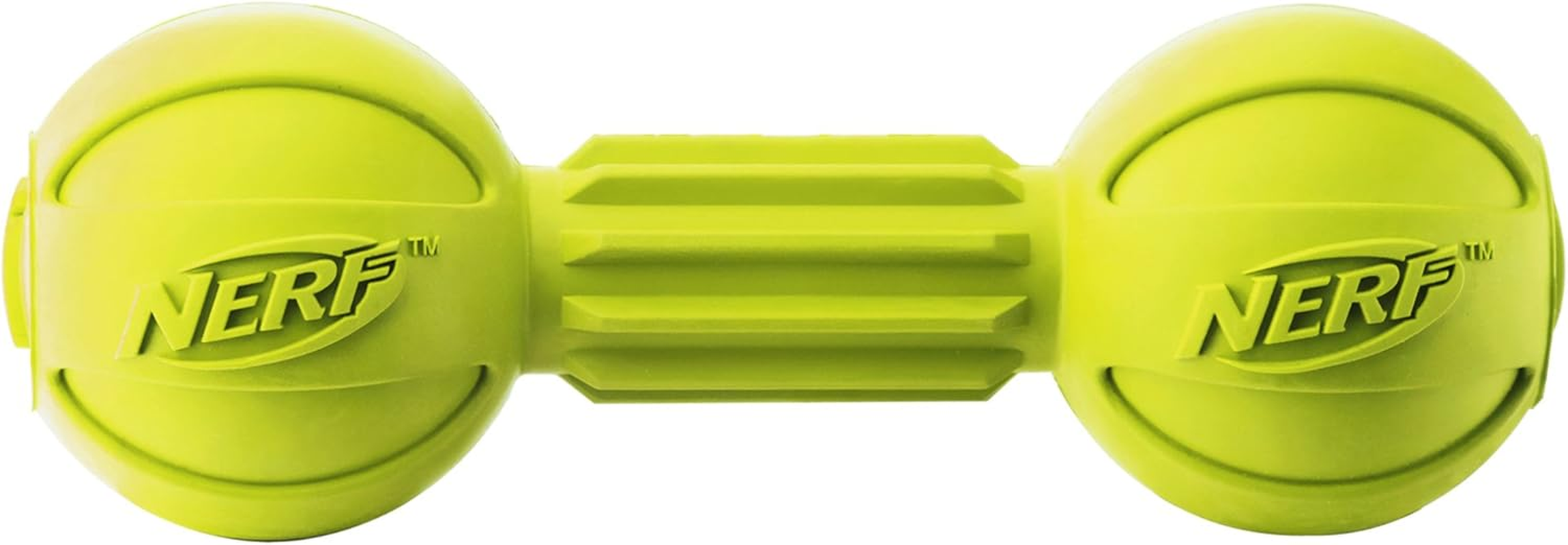 Nerf Dog Rubber Chew Barbell Dog Toy, Lightweight, Durable and Water Resistant, 7.5 Inches, for Medium/Large Breeds, Single Unit, Green (6994) image number 3