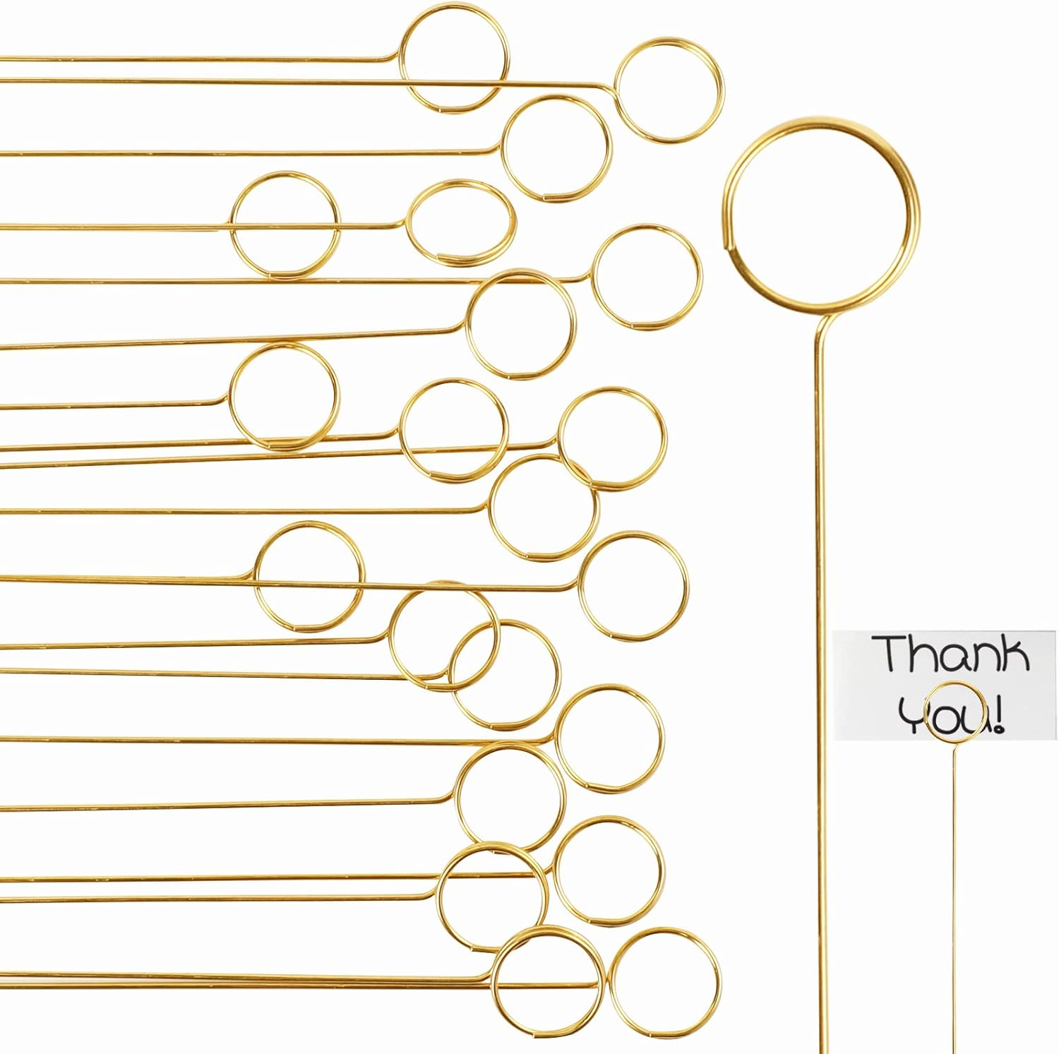 40Pcs Floral Card Holder Picks, Heart Loop, Picture Holders, Photo Clip Holder Flower Card Holder Stick, Gold Heart Floral Picks Stick Clip Floral Pick Card Holders, Photo Picture Holder for Wedding