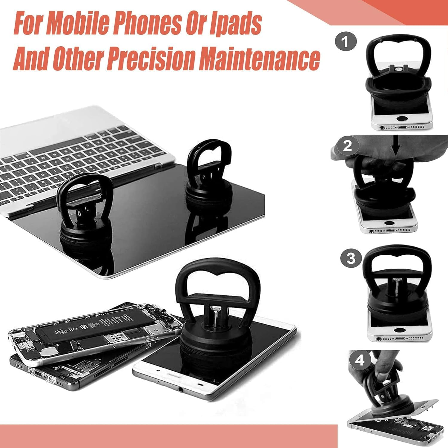 4Pcs Suction Cup Dent Puller Kit, Powerful Car Dent Repair Kit, Car Dent Removal Kit, Dent Remover Tool for Car Dent Repair, Glass, Screen, Mirrors, Tiles Lifting and Objects Moving image number 6