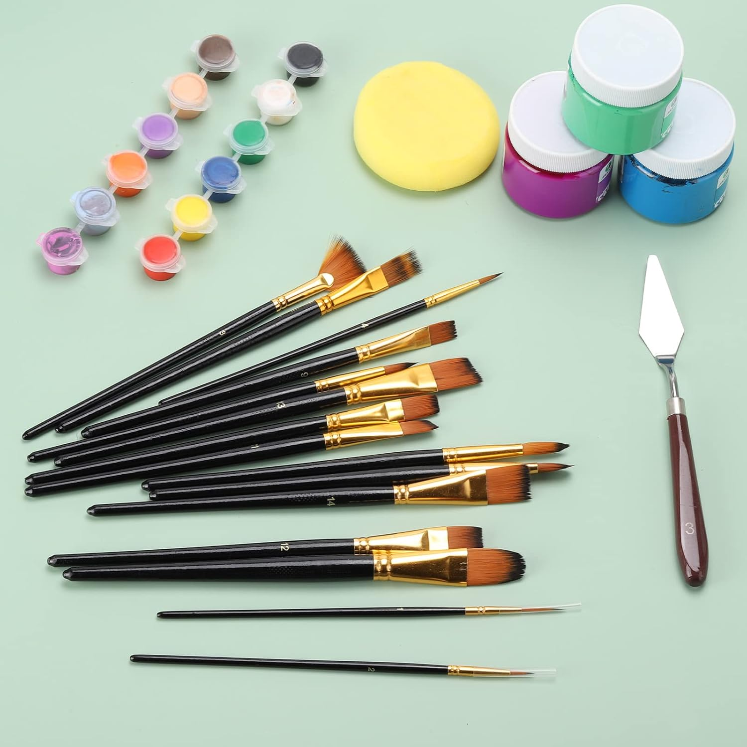 15 Pieces Paint Brush Set with 1 Palette Knife and Organizing Case - Painting Brushes for Kids, Adults or Professionals - Perfect for Your Watercolor, Oil or Acrylic Painting Art image number 4