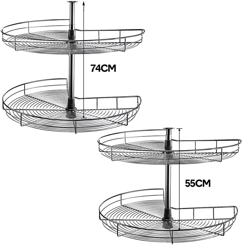 ALSTON Kitchen Corner Cabinet Organizer 2-Shelf Rotating Carousel, Blind Corner Basket Rotating Kitchen Storage Rack, 270 Degree 81Cm Diameter, Adjustable Height 55-79Cm, Fit Most 90Cm Cabinet image number 2