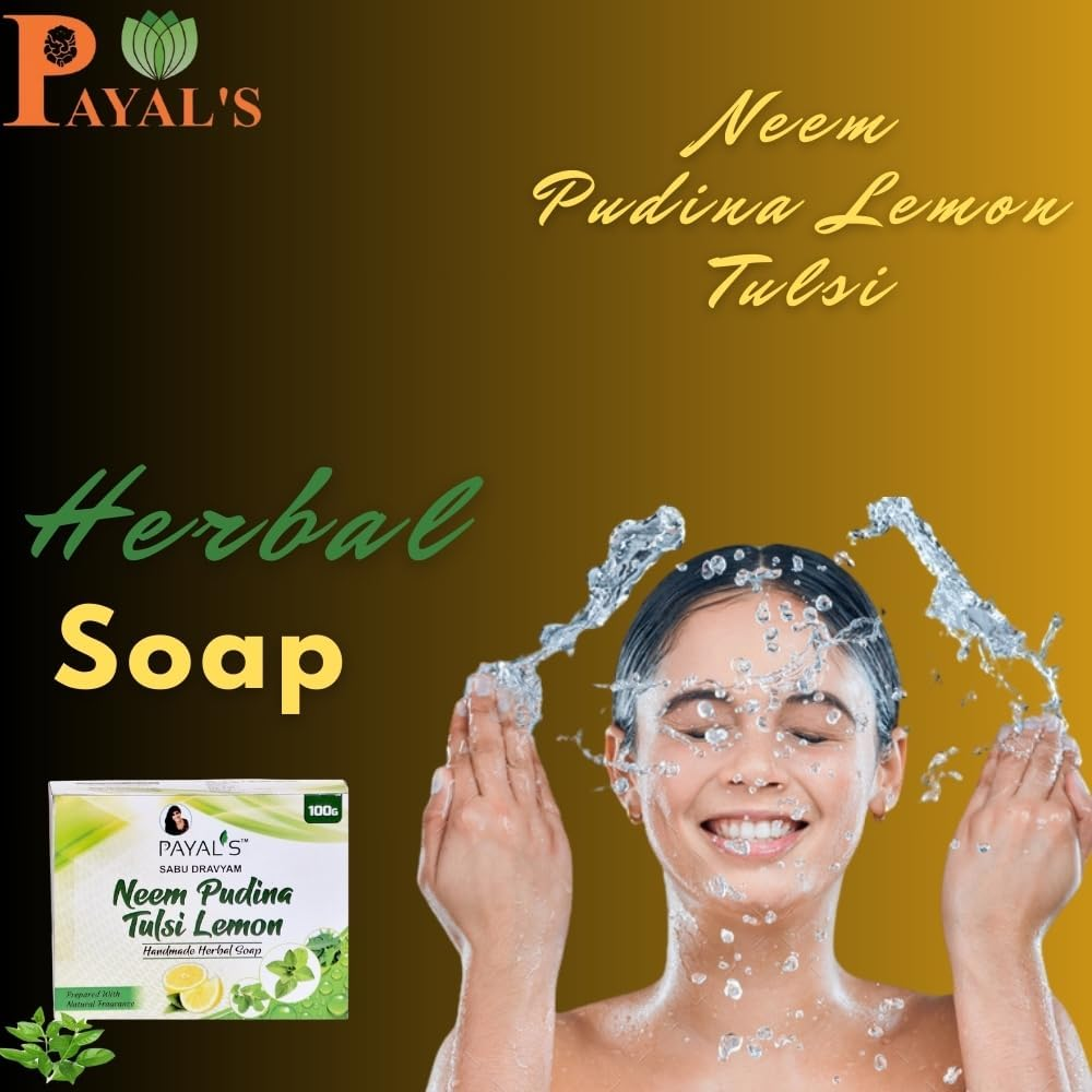 Payal'S Herbal Soap - Neem Pudina Tulsi Lemon 100G image number 5
