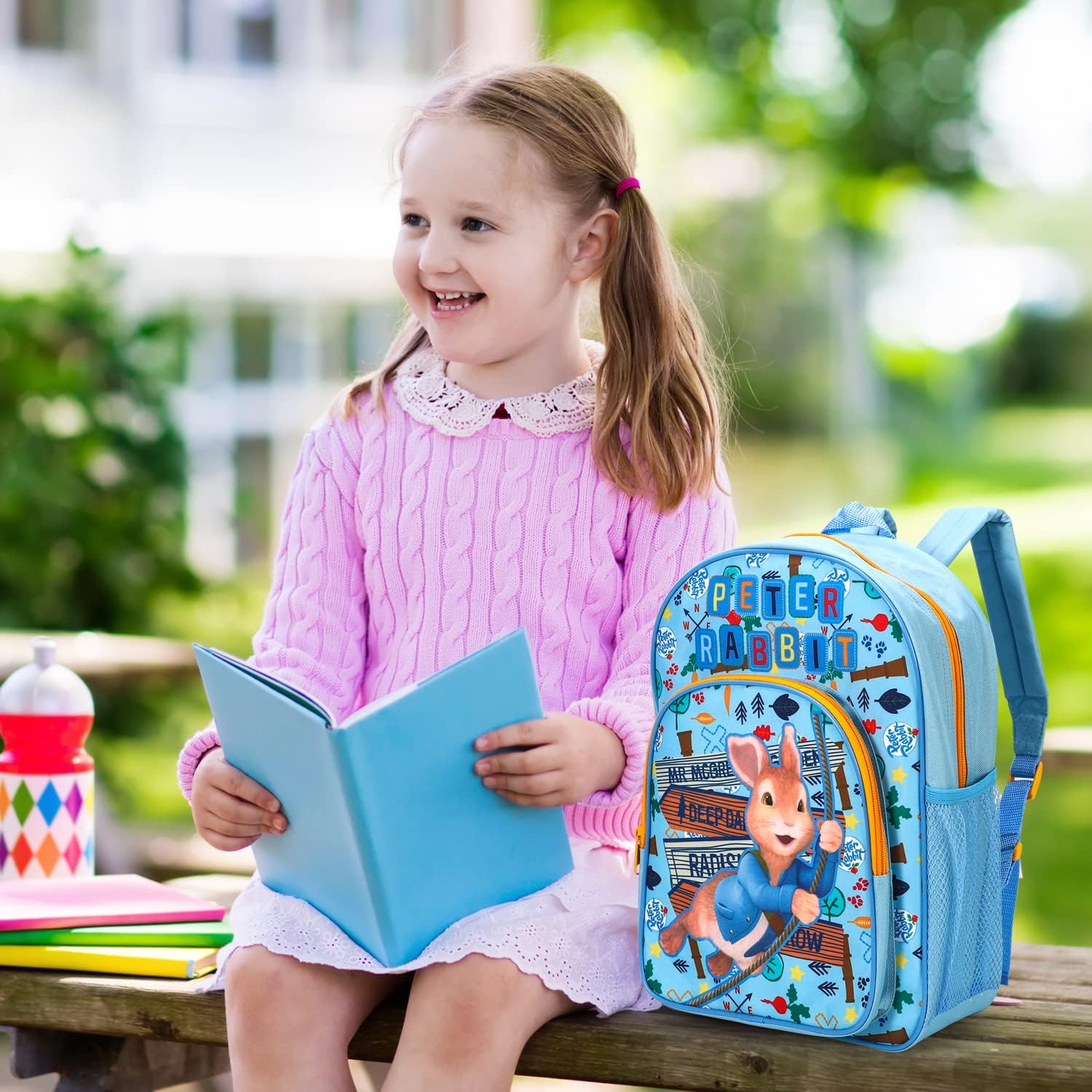 William Lamb Peter Rabbit Kids Childrens Premium Backpack School Travel Bag with Side Mesh Pocket and Front Zipped Pocket, Multicolour, 36.7Cm (Height), 26Cm (Width), 13Cm (Depth) (02915),