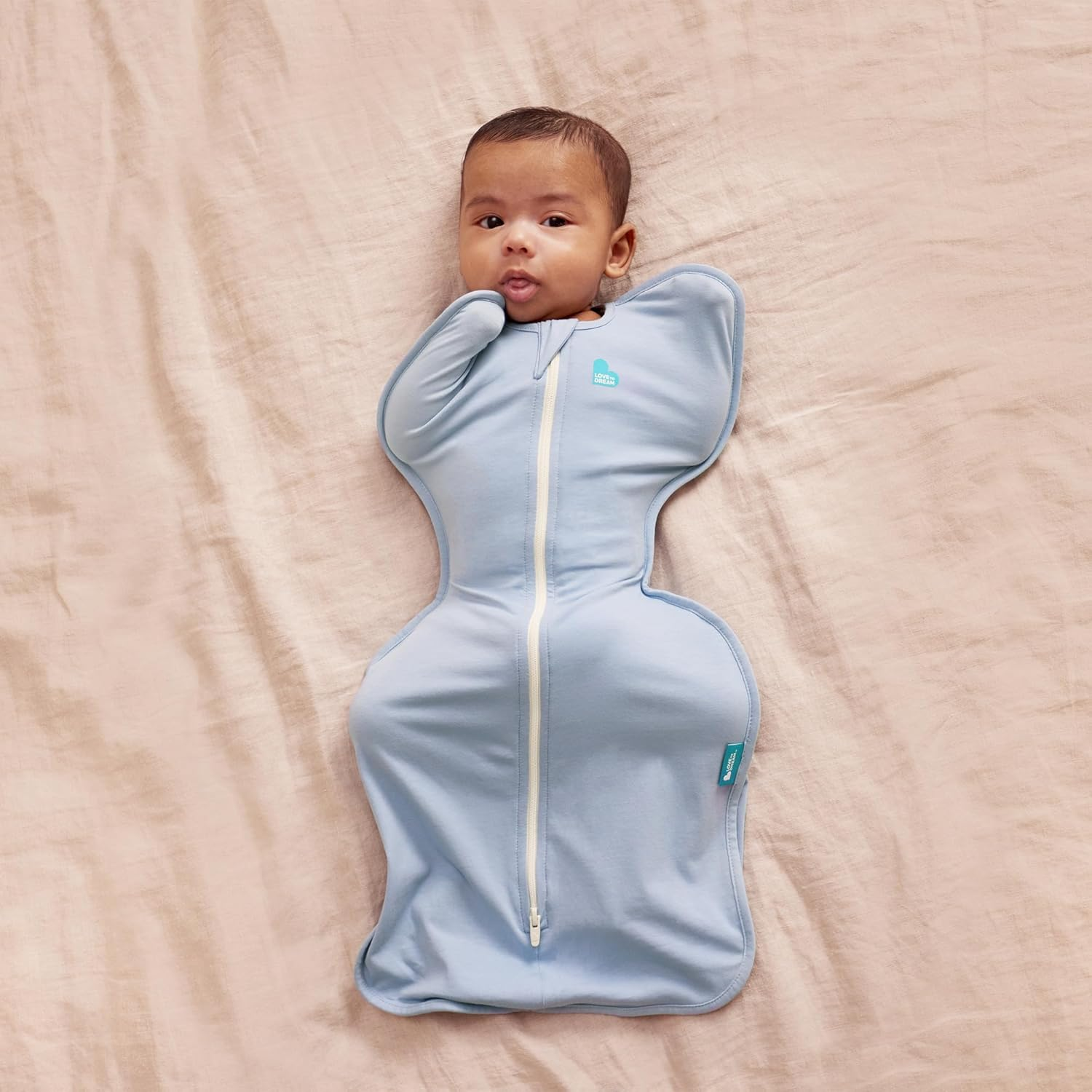 Love to Dream Swaddle UP, Baby Sleep Sack, Self-Soothing Swaddles for Newborns, Snug Fit Helps Calm Startle Reflex, Newborn Essentials Must-Haves, Lite 0.2 TOG, Sleep Sack, 8-13 Lbs, Soft Blue image number 3