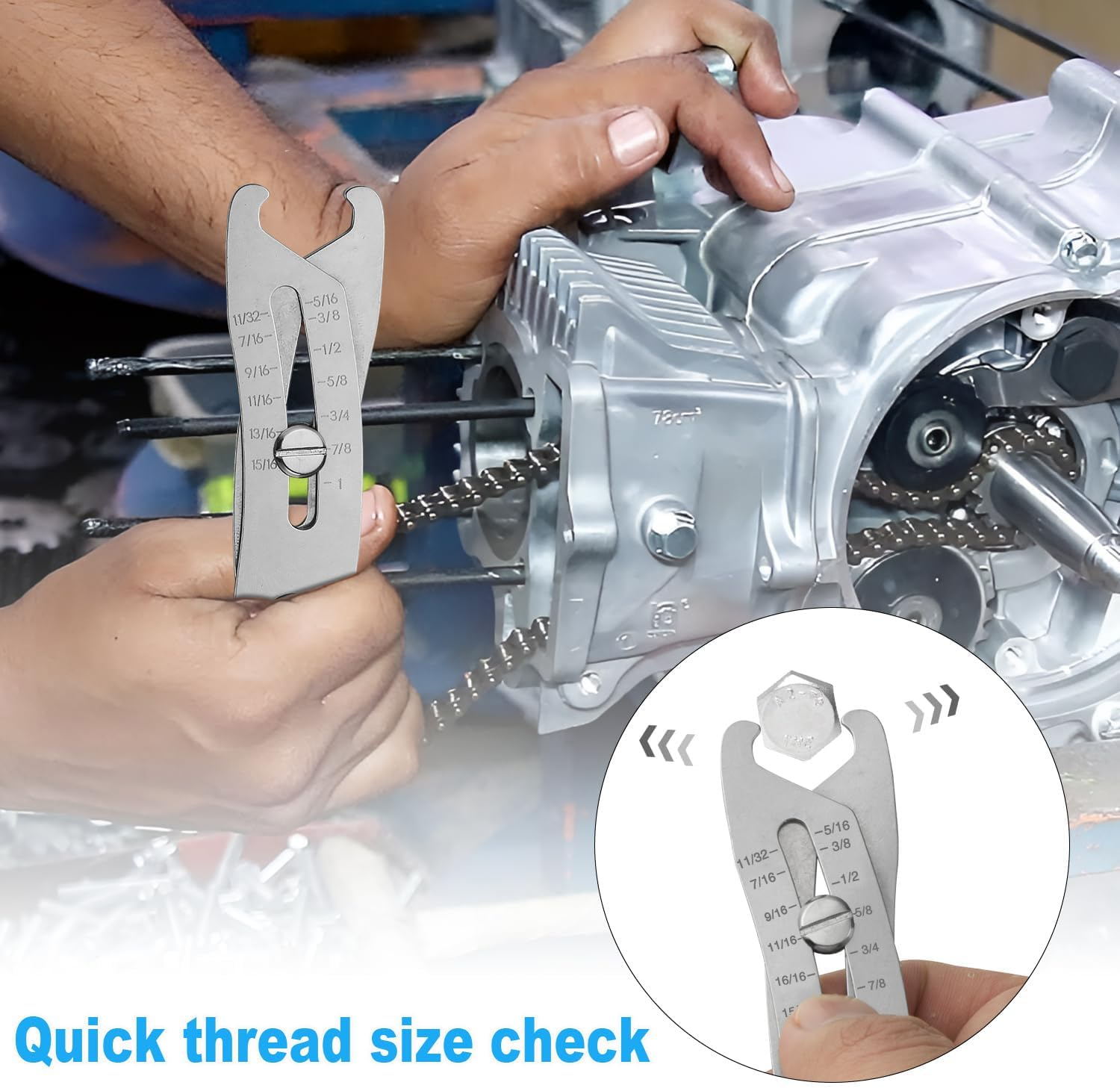 Ionpshg2Pcs Thread Checker Nut and Bolt Thread Checker with Keychain Portable Bolt Size Finder Verification Tool with Inch & Metric Bolt Size Finder Verification Tool for Fast and Precise Measurement image number 1