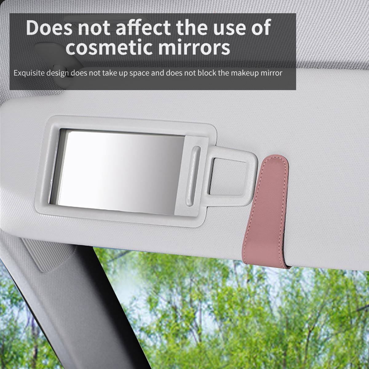 Magnetic Leather Sunglass Holder for Car, Sunglasses Clip for Car Visor, Auto Interior Accessories Universal for Different Size Eyeglasses(Pink)