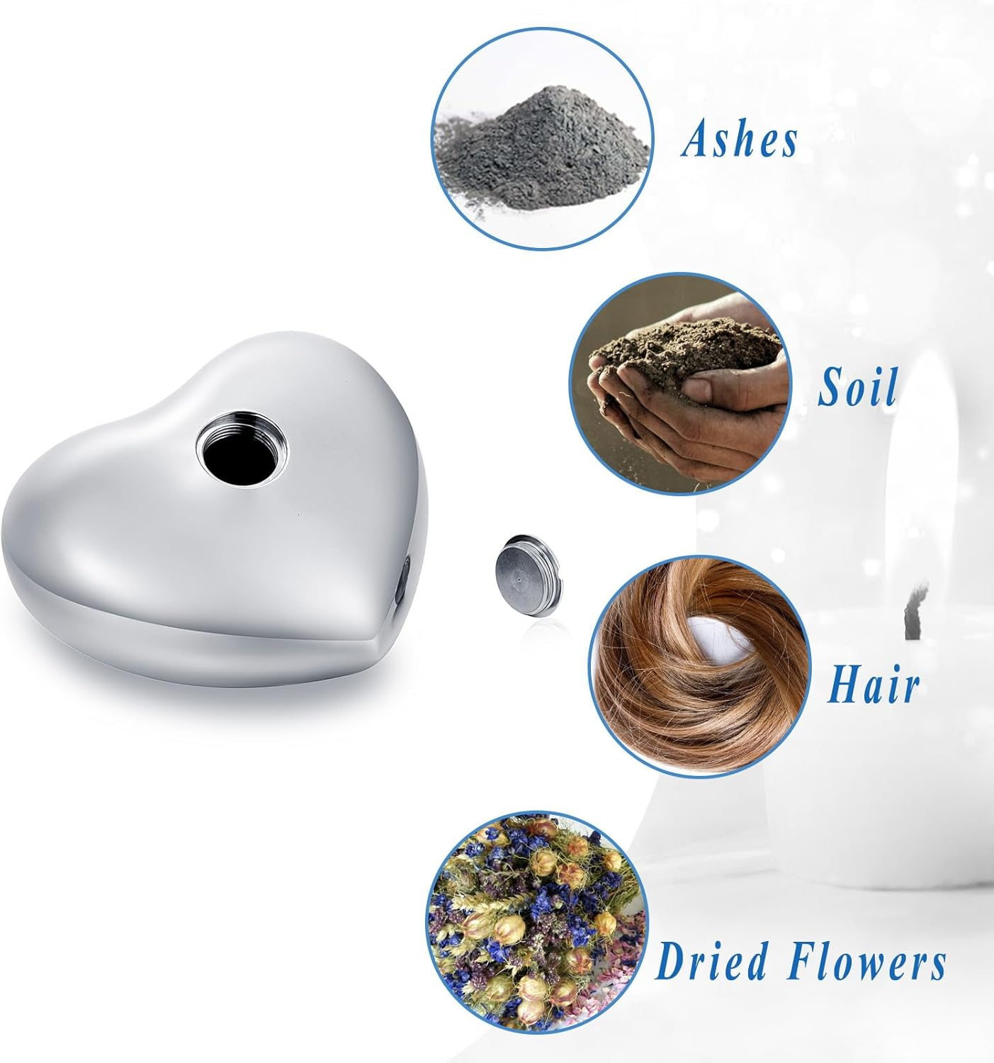 AIWENXI Pet Urn Memorial Container Jar Pot Urn Memorials Keepsake Pet Dog Cat Urn Mini Urn Memorial Urn for Cremation Ashes (Wings Silver) image number 3