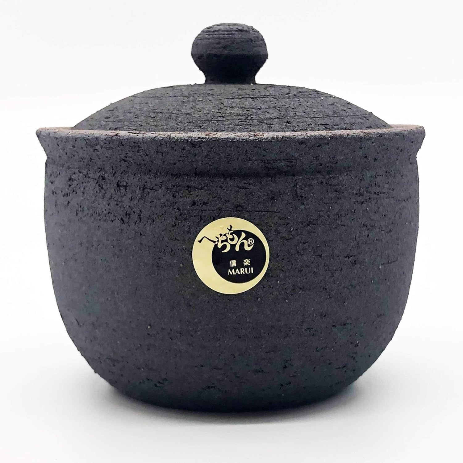 Hechimon MR-3-3537 Shigaraki Ware Moisture Absorbing and Keeping Dry Salt Jar - Large Black Canister Pottery Storage Container, Made in Japan image number 3