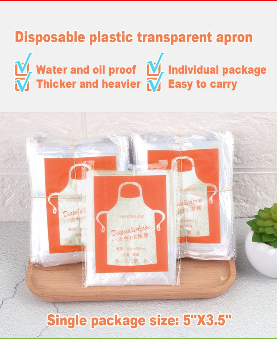 Unipleased Disposable Aprons (100 Count), Plastic Apron for Painting Party, Cooking, Housework, Picnic Etc. image number 4