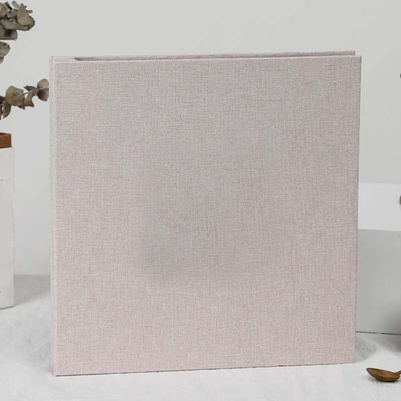 Photo Album Self Adhesive with Picture Display Window,40 Pages DIY Scrapbook Album for 3X5 4X6 5X7 6X8 8X10Picture,Linen Cover Memory Book for Baby Wedding, with 3Pcs Metallic Pen (Off White) - Grey image number 2