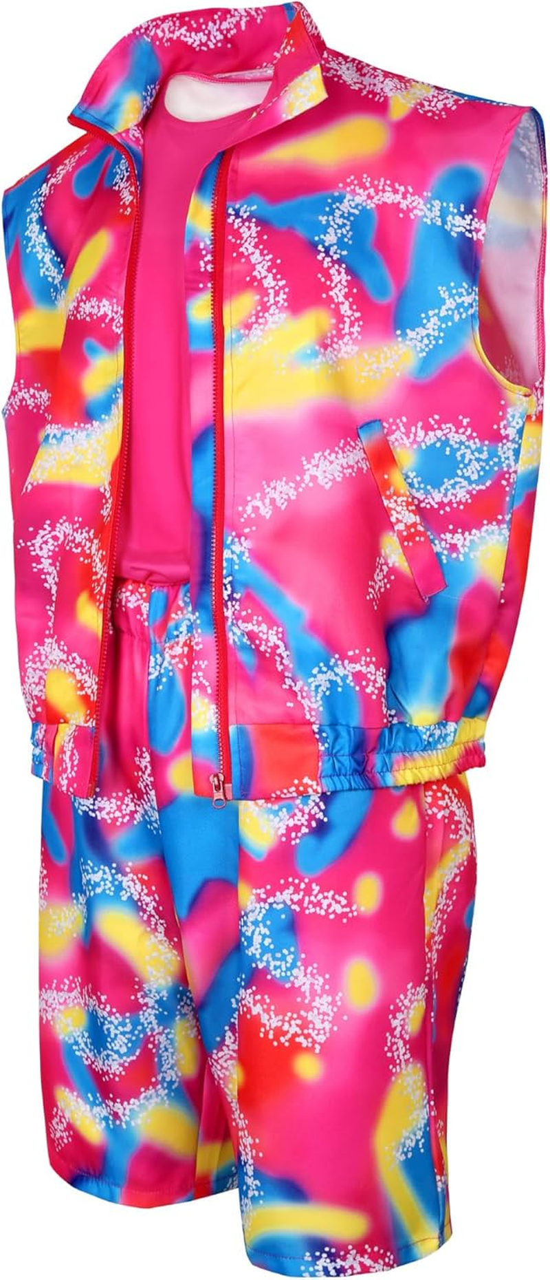 Cosrea Ken Costume for Men Sportswear Tank Top Vest Beach Shorts Sun Visor Kneepad Outfit 80S Workout for Adult Halloween image number 1