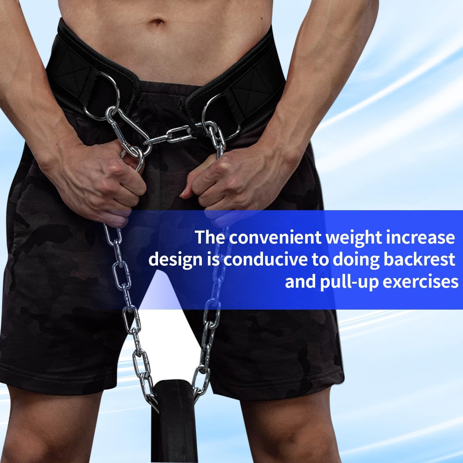 Tenshioy Dip Belt with Chain for Weightlifting, Pull Ups, Dips - Heavy Duty Steel Chain for Added Weight Training Powerlifting, Squat, Bodybuilding, Heavy Duty Steel, Workout image number 6
