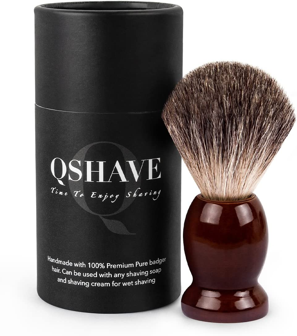 QSHAVE 100% Best Original Pure Badger Hair Shaving Brush Handmade. Real Wood Base. Perfect for Wet Shave, Safety Razor, Double Edge Razor image number 5