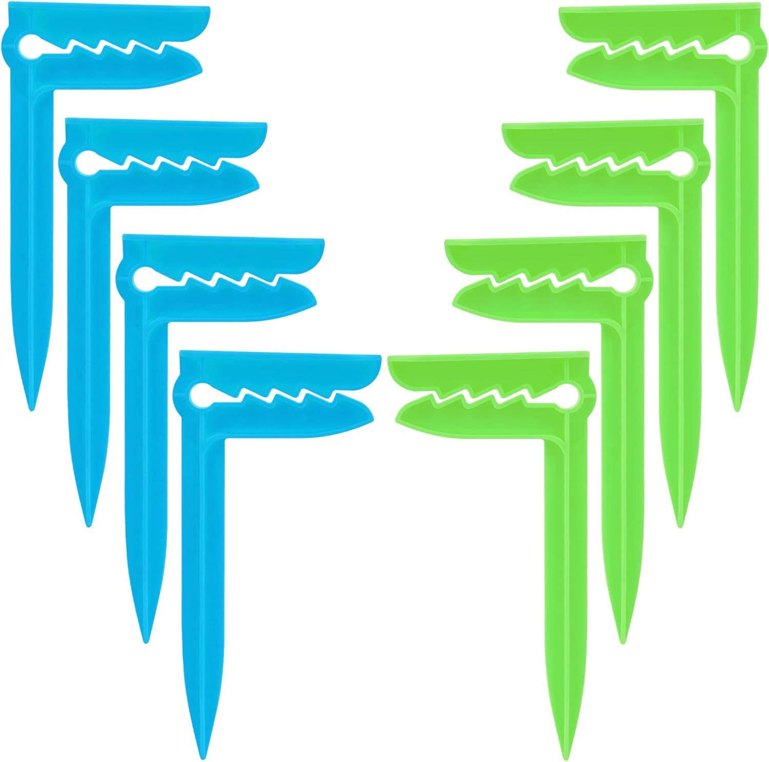 SHIDOW Beach Stakes, Outdoor Towel Anchor Stakes Picnic Mat Clips, Clamps Picnic Blanket Holders, Towel Sand Spikes, Beach Accessories for Vacation (8 PCS Green, Water Blue) image number 2