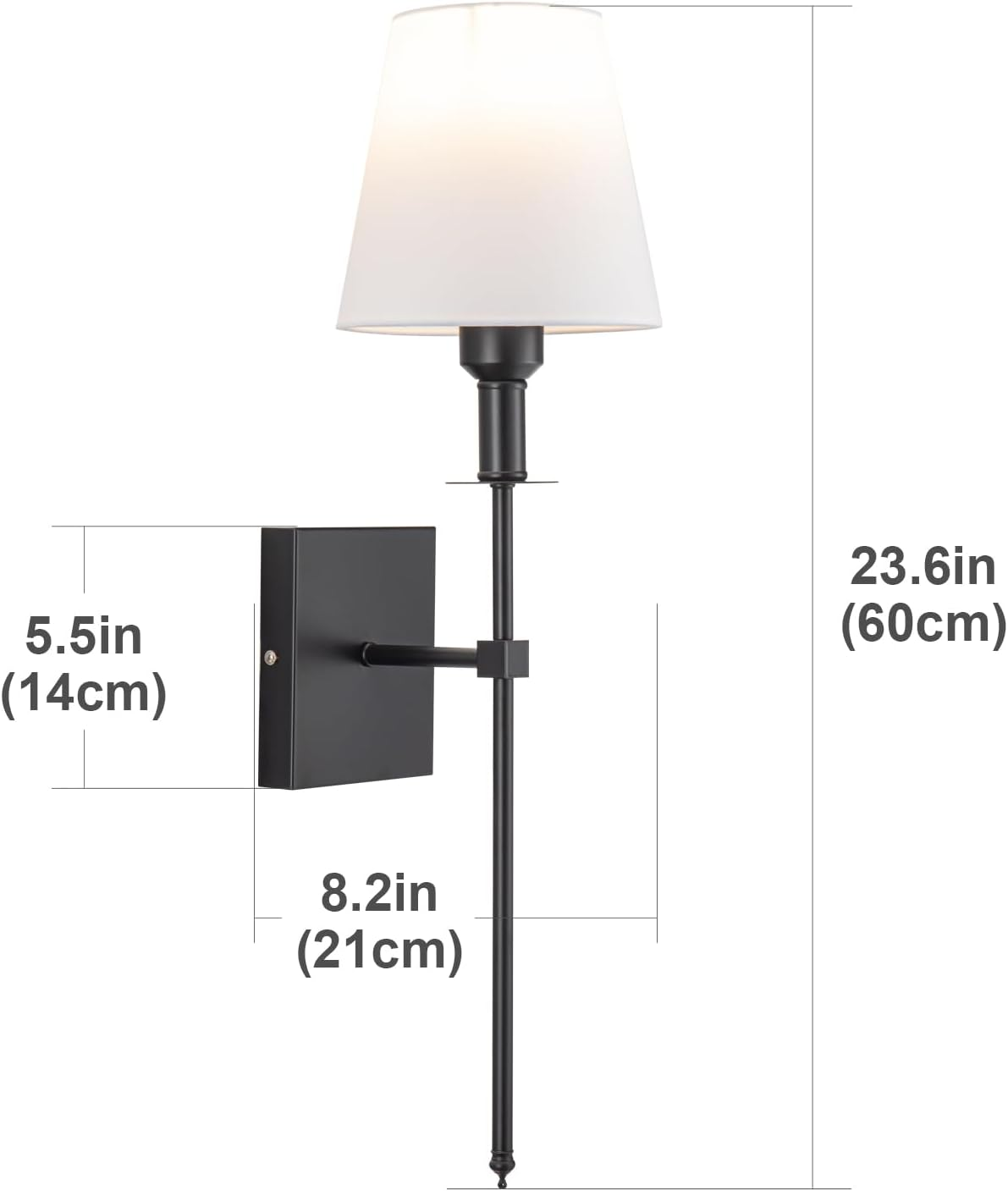 Wall Lights Battery Operated Wall Sconces Set of 2，Indoor Not Hardwired Fabric Shade Fixtures,Rechargeable Wireless Wall Sconces with Dimmable Remote Control,For Bedroom,Farmhouse (Black) image number 3