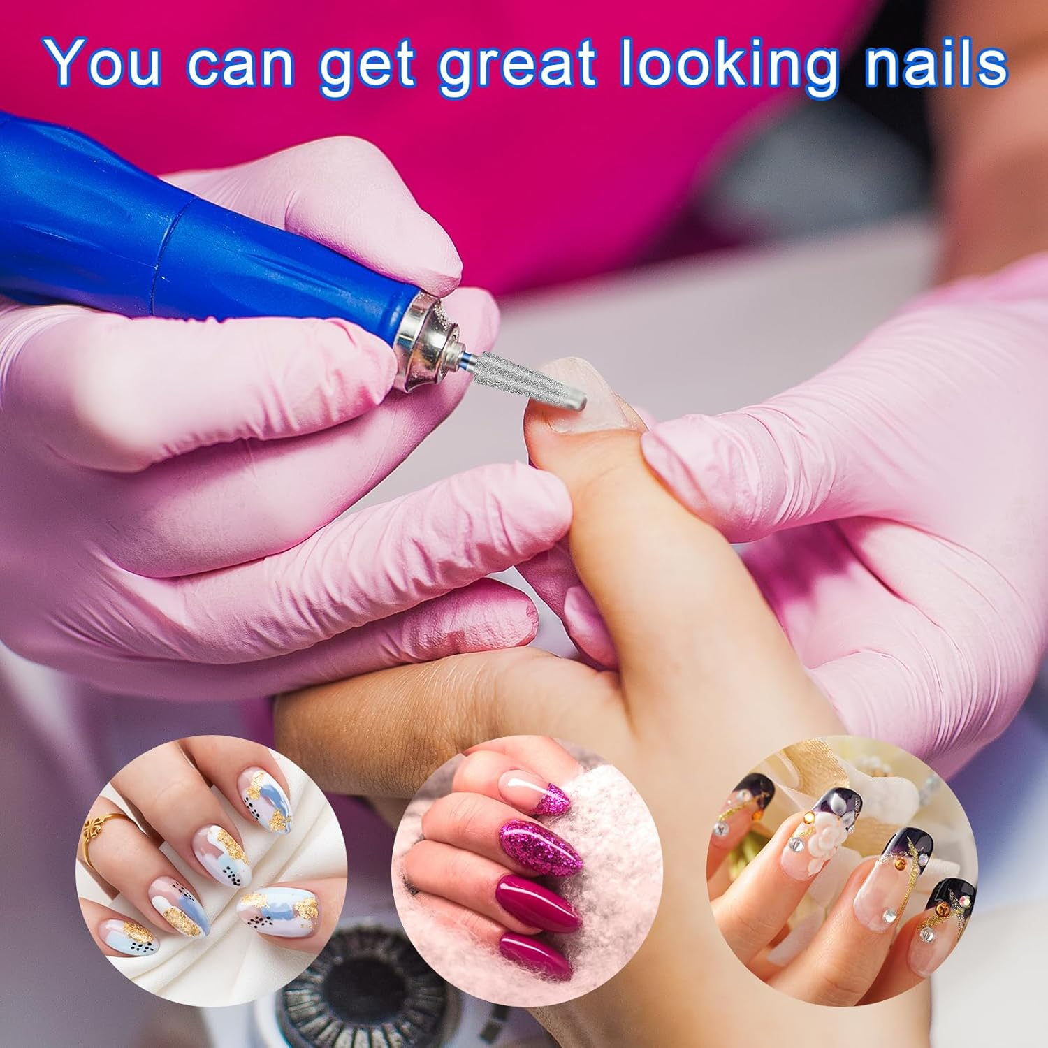 Yuxianlb 3 Pcs Diamond Nail Drill Bits Cuticle Drill Bits Ball Shape Cuticle Nail Trimmer Bit Flame Bit All in One Nail Prep Kit for Manicure Salon Cuticle Remove for under Nail Dead Skin Cleaning image number 1