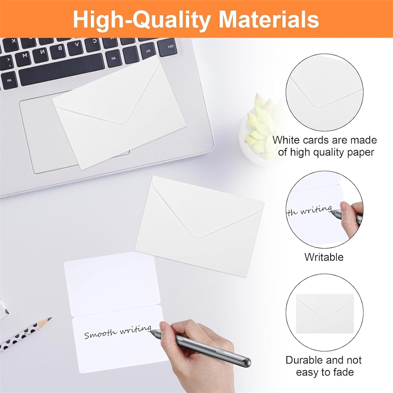 50 Pack Blank Cards and Envelopes Set, 16 * 11CM White Envelopes & 15 * 10CM Folded Cards for Homemade Cards, DIY Greeting Cards, Invitation, Birthday - White image number 6