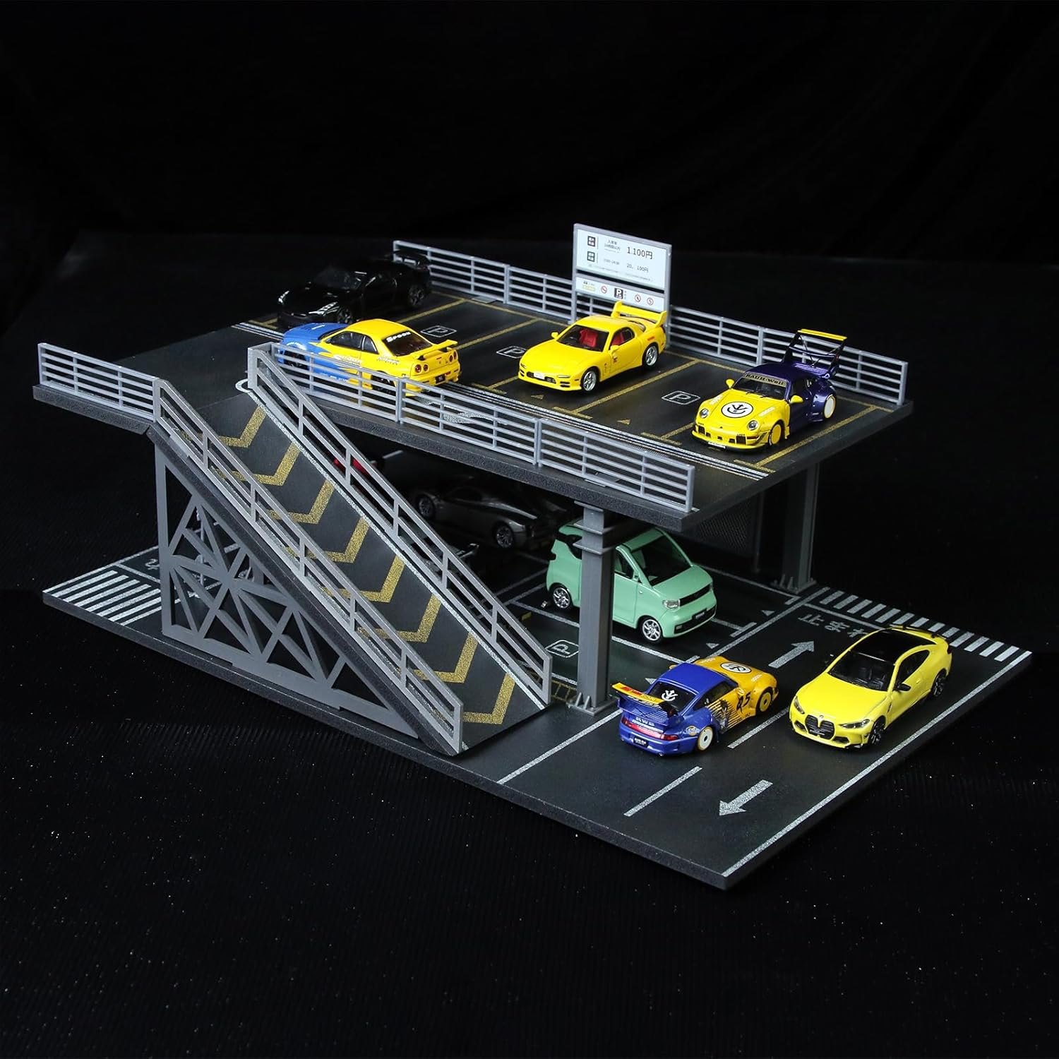 Hot Diecast Wheels Display Case - 1/64 Scale Die-Cast Model Car Organizer, Hot Diecast Wheels Parking Garage Dioramas with 15 Parking Spaces(Mesh Railing) image number 6