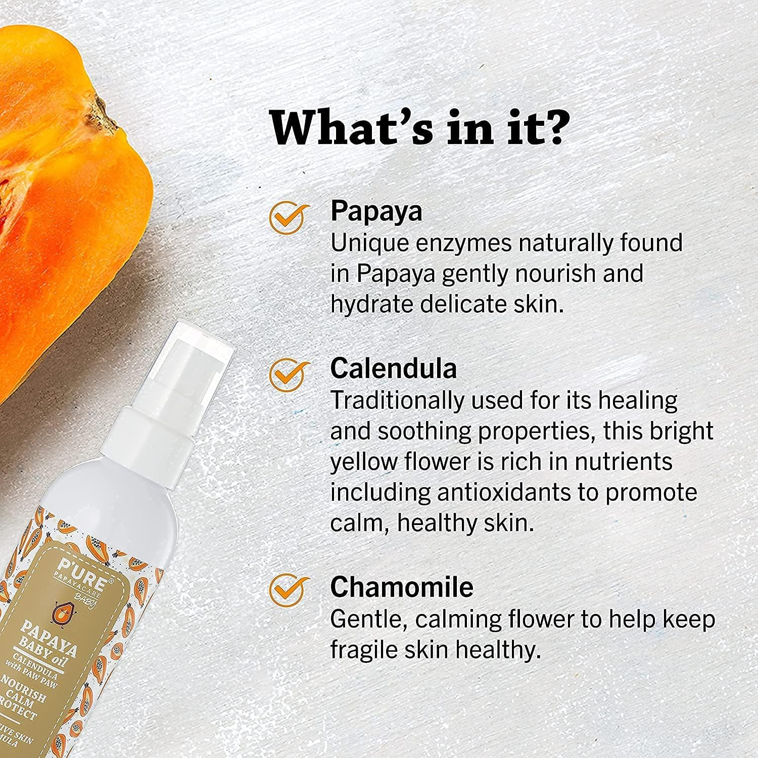 P'URE Papayacare Baby Oil 125 Ml image number 3