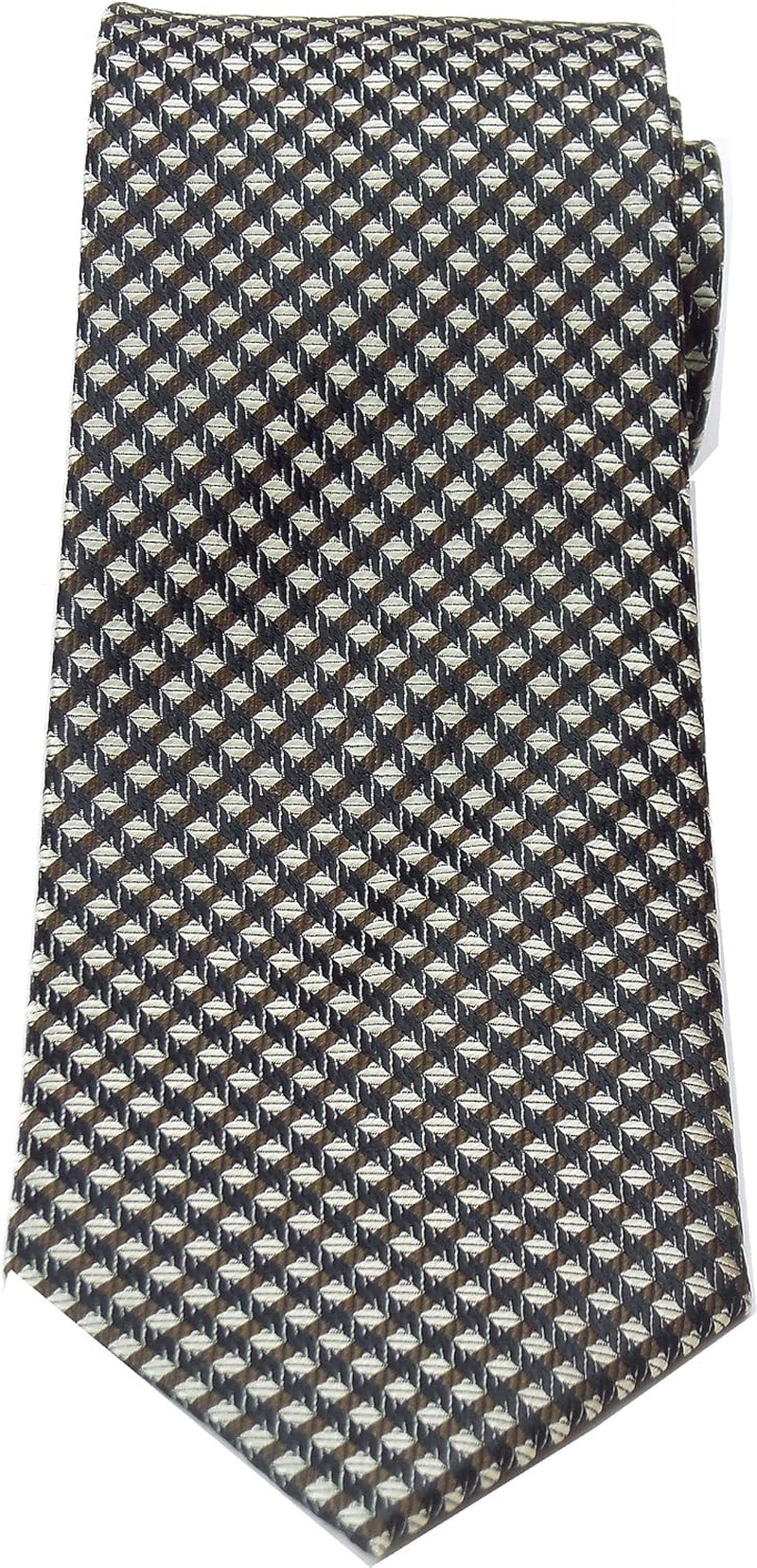 Zarrano Men'S 100% Silk Brown/Yellow Neat Pattern Tie image number 2