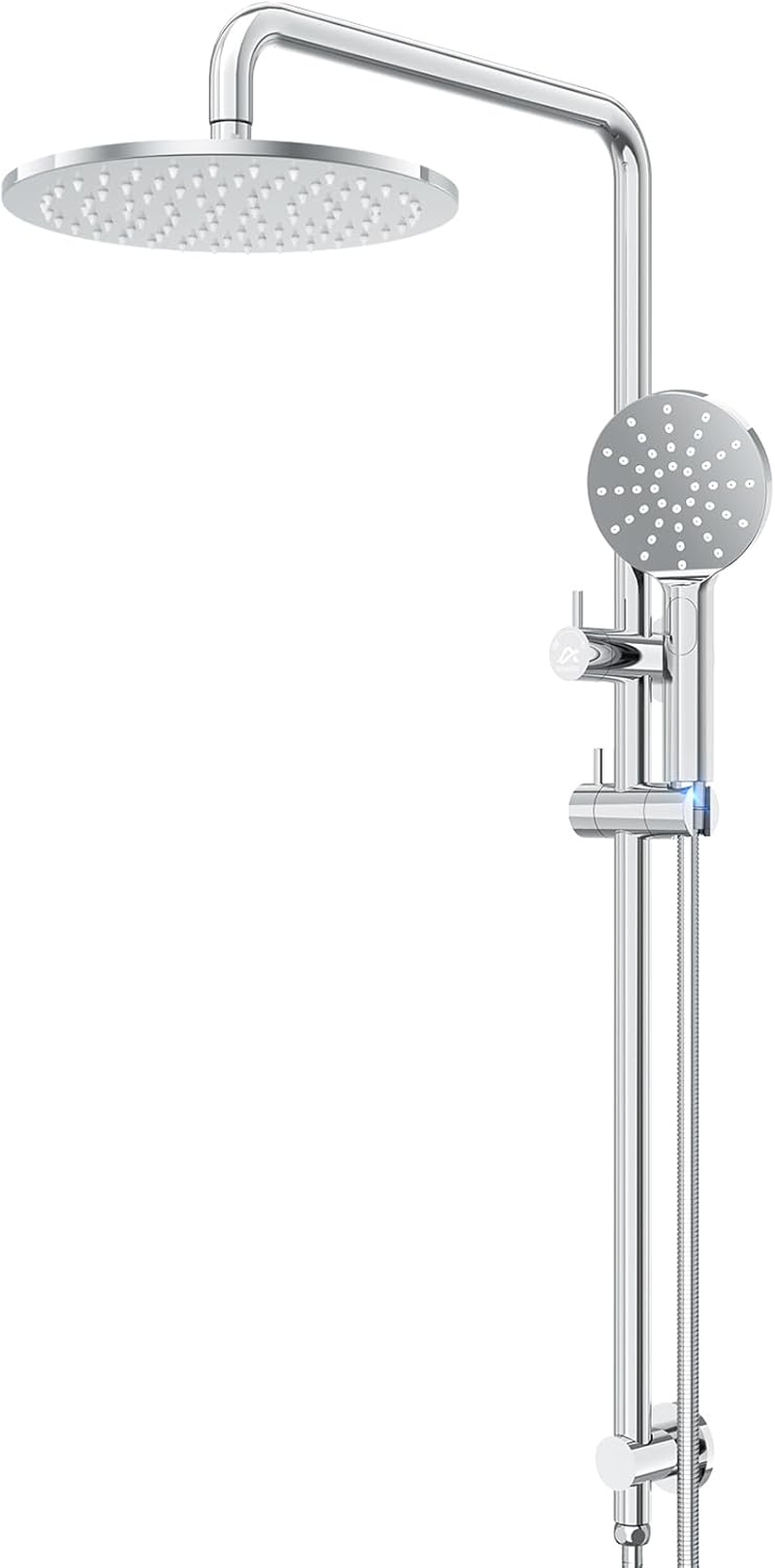 Acumios Luxury 10" Rain Shower Head System, Dual Rail Set with Stainless Steel Handheld, 255Mm/8Mm Square Overhead Brass Shower for Modern Bathrooms(Brushedgold)