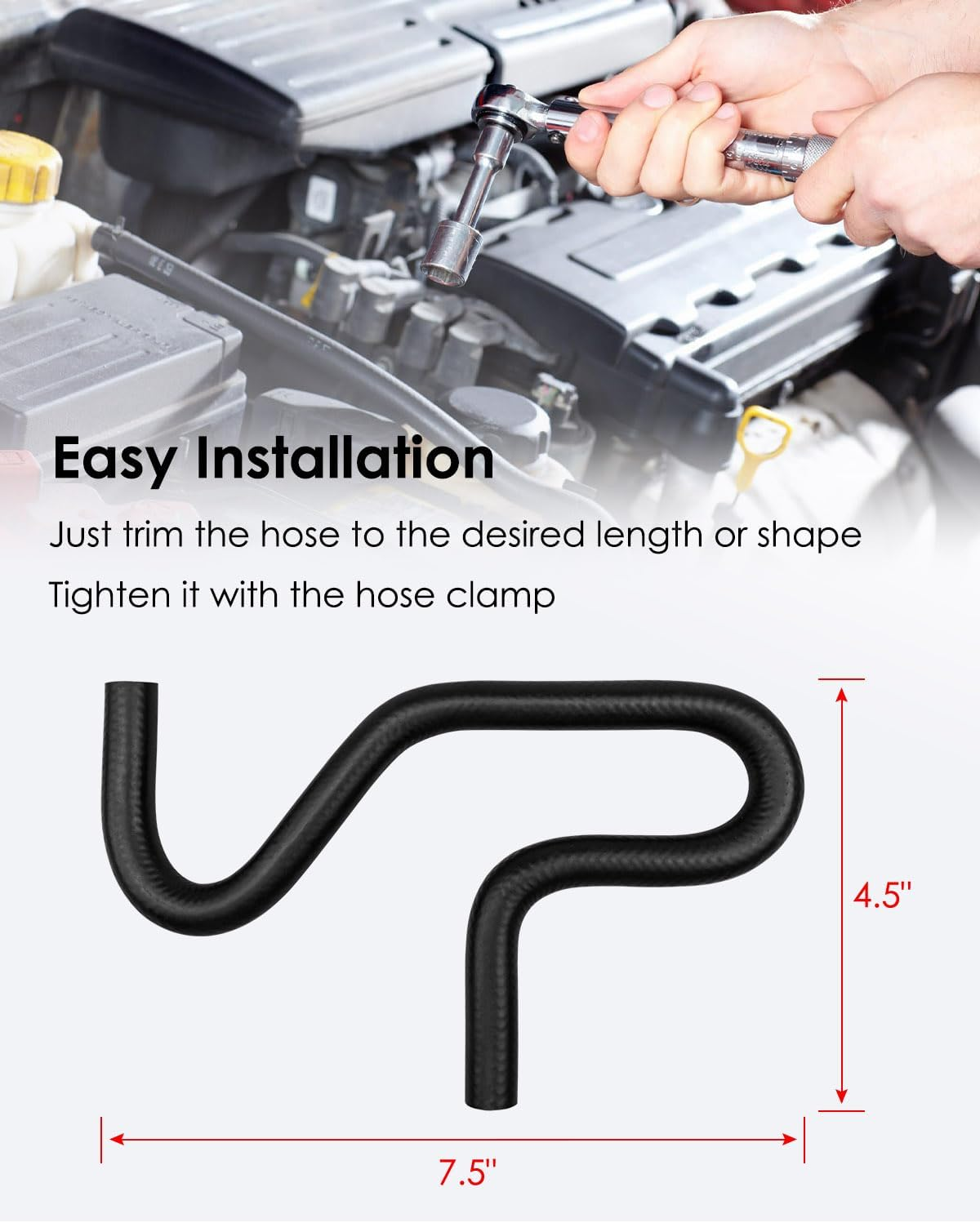 5/16" 8 Mm Mandrel-Formed Molded Rubber Fuel Line Hose Elbow 45 90 135 180 Degree Bend Turn Angle, 5/16 Molded Hose 75 PSI image number 2